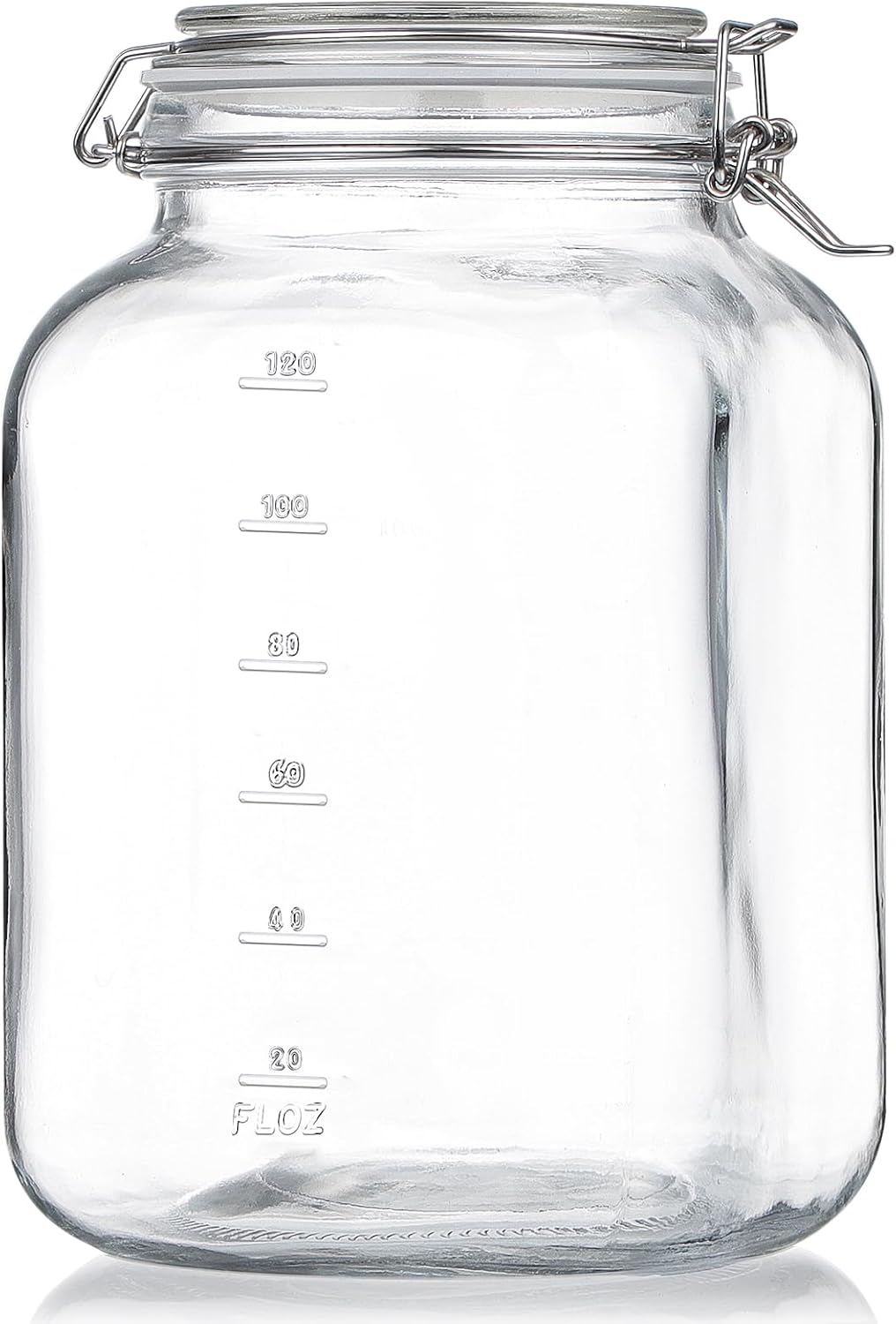1 Gallon Square Super Wide-Mouth Glass Jars with Airtight Lids, Glass Storage Jars with 2 Measurement Mark, Sturdy Canning Jars with Large Capacity 4100 ML for Overnight Oats
