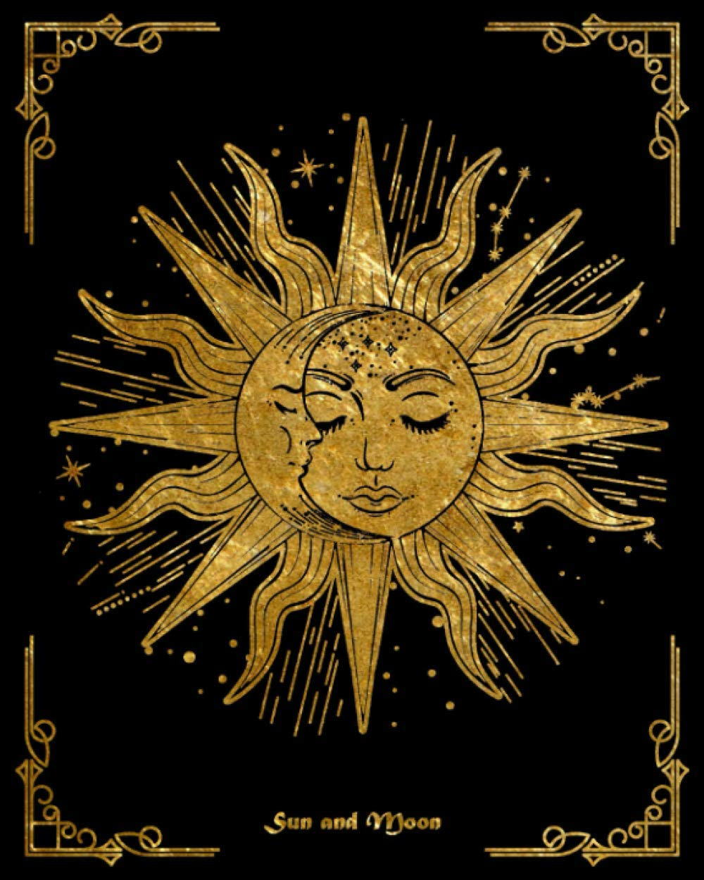 Sun and Moon: Celestial Journal | Blank Lined Journal Diary Notebook, 8" X 10" | Sun and Moon Journal, Celestial Notebook, Boho Diary | Astronomy ... for Sun and Moon Lovers | Black Gold Cover