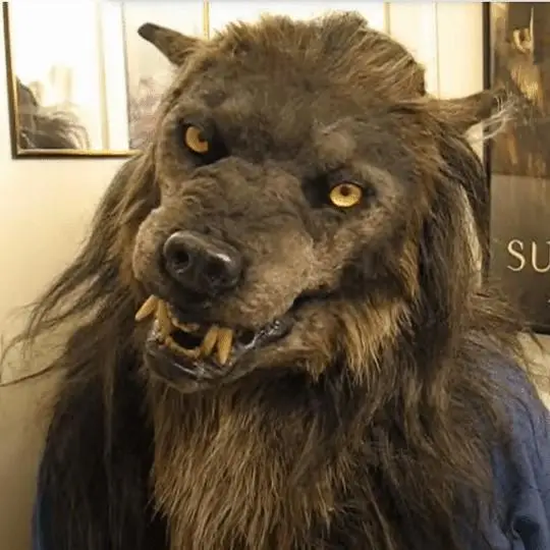 Latex Werewolf Head Mask – Realistic Wolf Hair Headgear for Halloween Parties & Scary Decor