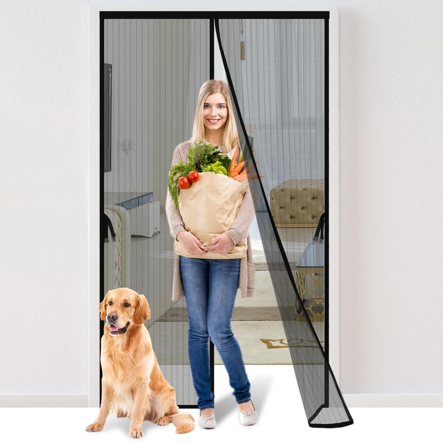 Magnetic Screen Door - Fit for Door Size: 30X80 Inch, Screen Itself Size: 32
