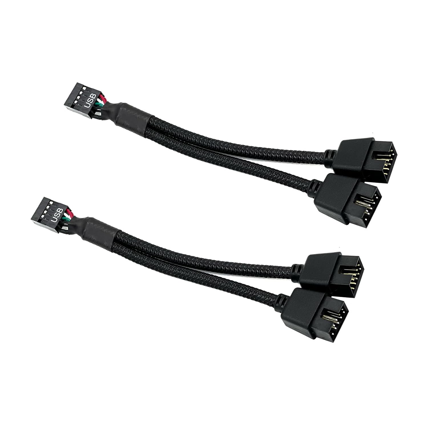 2PCS Motherboard USB Header Splitter 9Pin USB 2.0 to Dual 9Pin Extension Cable Motherboard USB Splitter