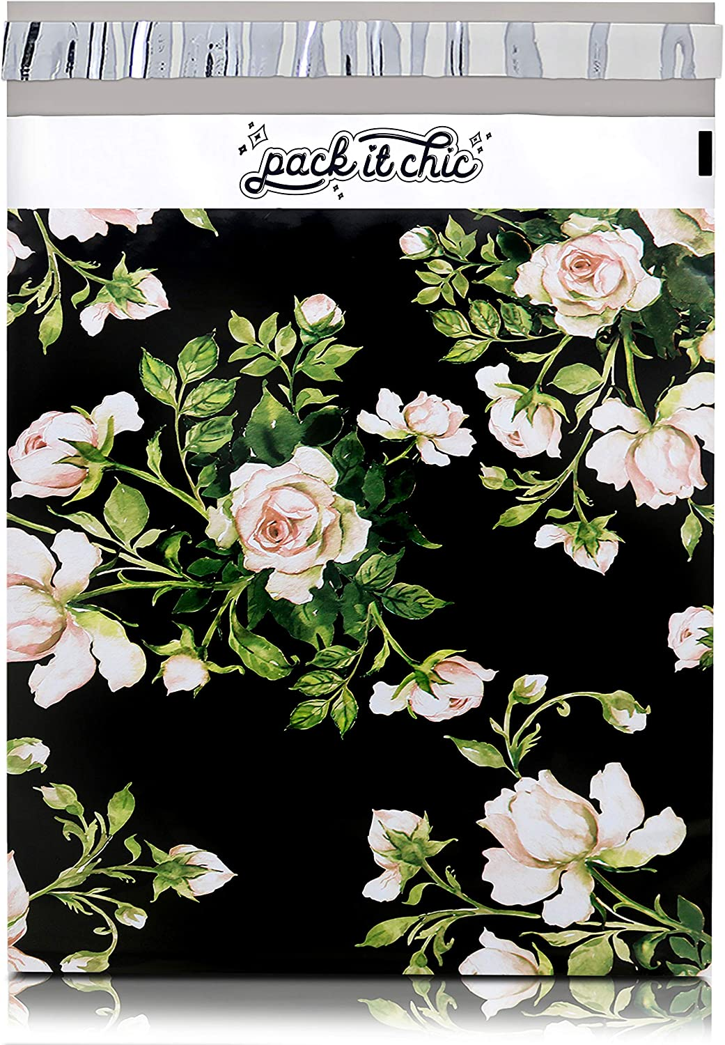 - 10X13 (100 Pack) Floral Pattern Poly Mailer Envelope Plastic Custom Mailing & Shipping Bags - Self Seal