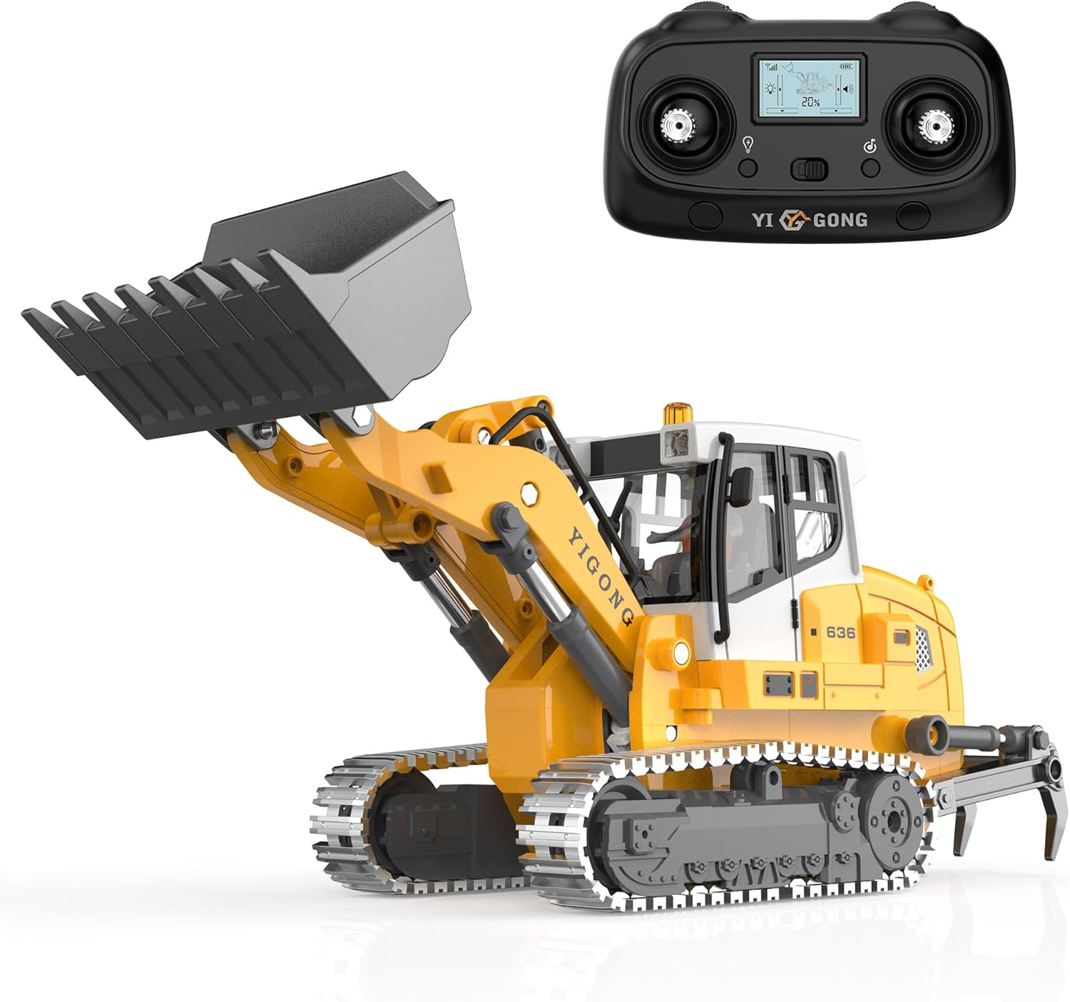 Pro-Grade Remote Control Bulldozer for Adult Metal Micro-Scale RC Construction Model with Leadscrew Loader System, Dual Battery Includes Portable Carry Case