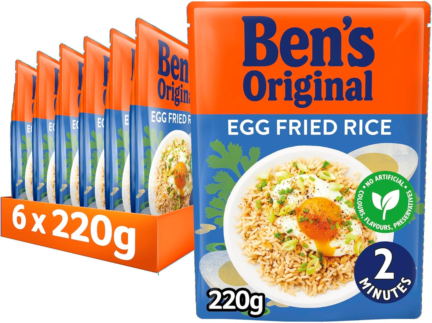 BENS ORIGINAL Egg Fried Microwave Rice, Bulk Multipack 6 x 220g pouches