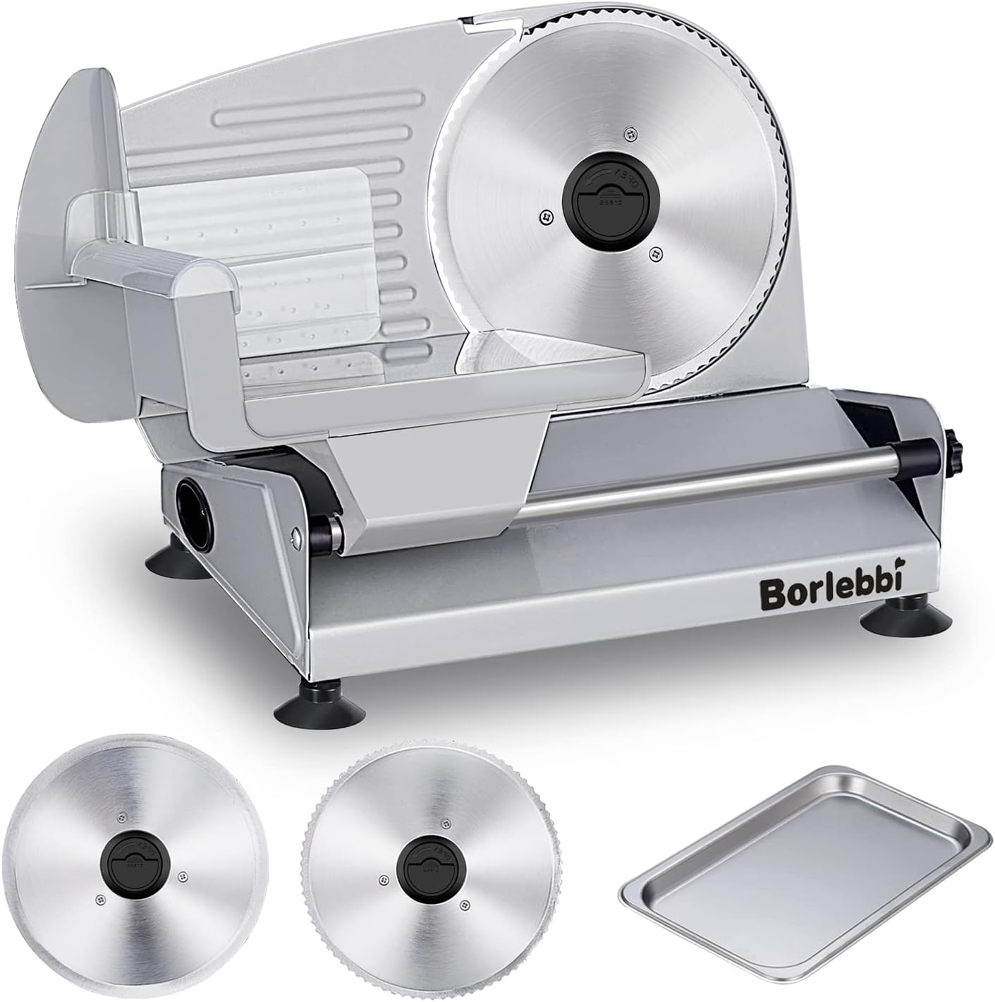 Cortadora Electrica de Carne 200W con 2 Cuchillas Acero Inoxidable y Bandeja