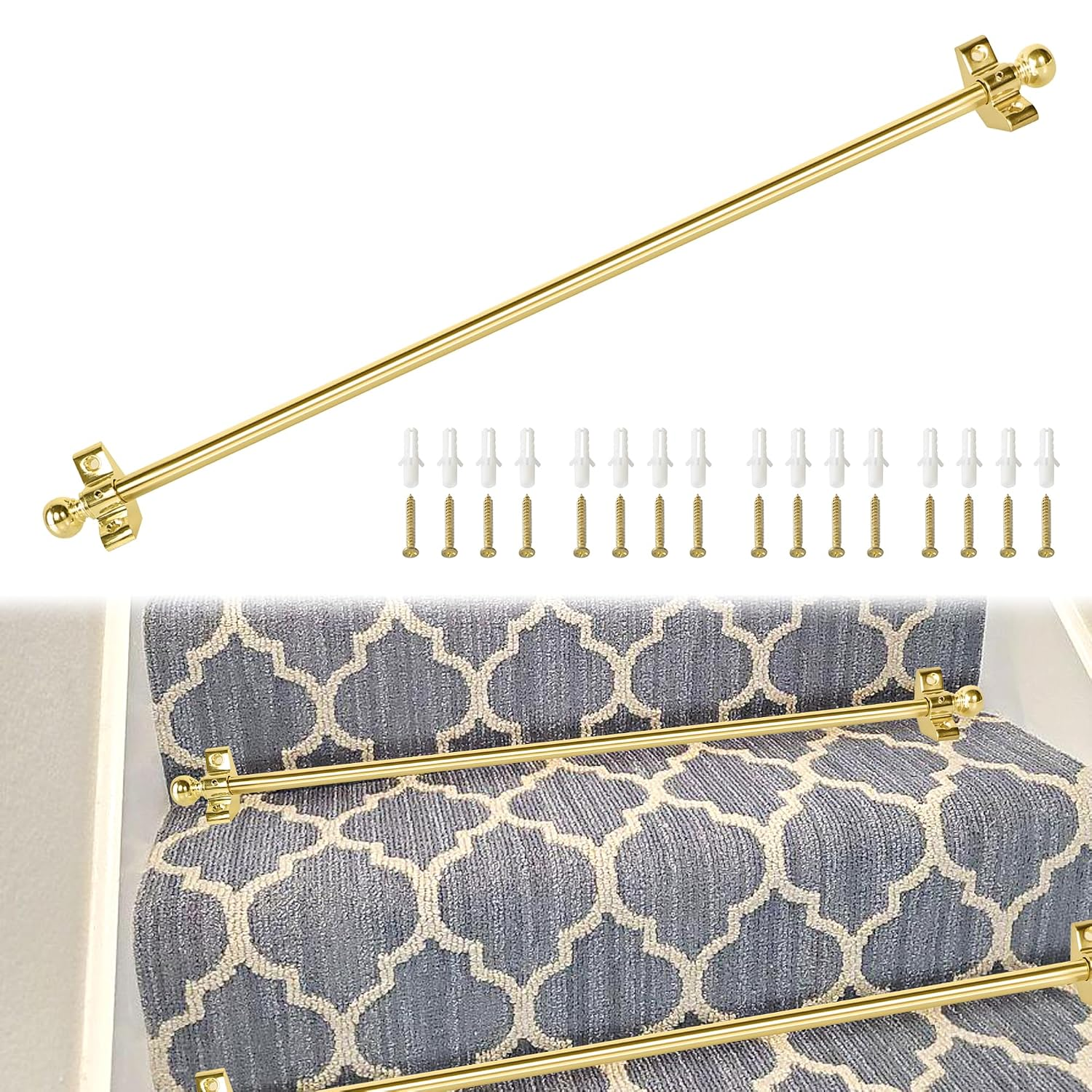 13 Pack Stair Carpet Runner Rods 28 Inch Metal Stair Rods Mounting Hardware