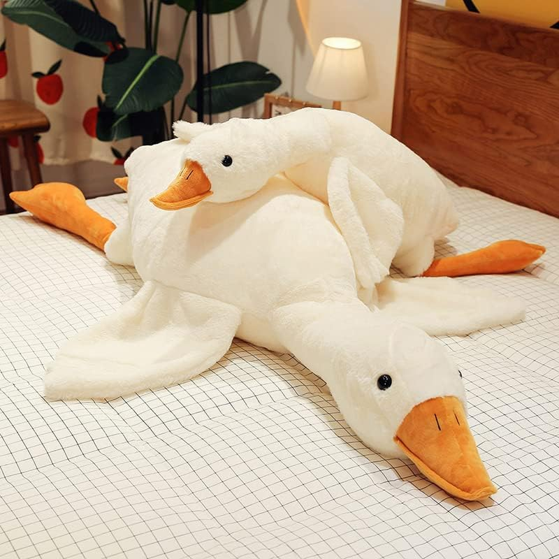 Goose Stuffed Animal 20 Inch Cute Duck Plush Toy, Goose Plush Soft Swan Hugging Pillow, Gift for Kids and Friends, White