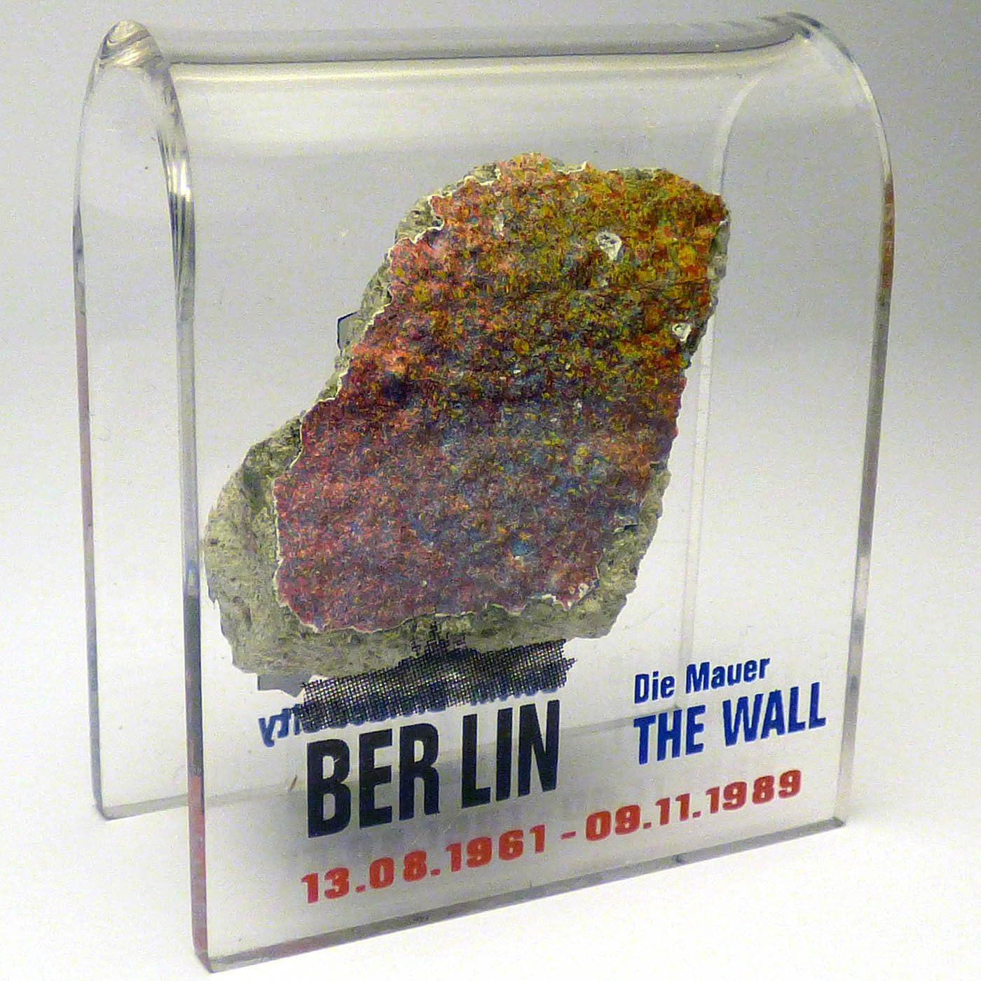 Original Piece of the Berlin Wall - Authentic Souvenir from the Real Wall in Germany Mounted in Acrylic Display (Small (2