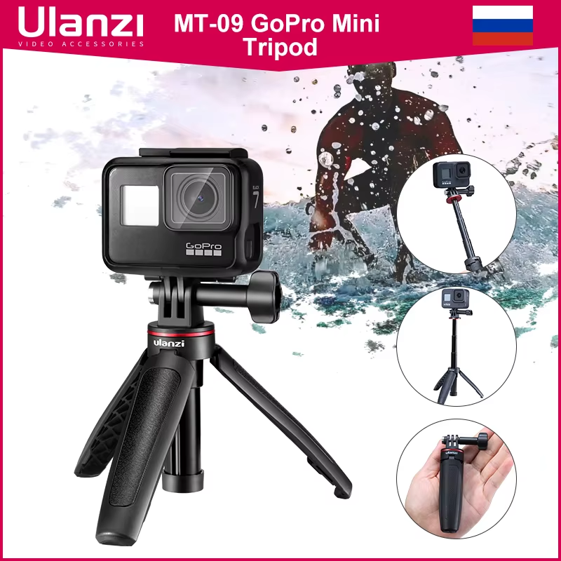Gopro Vlog Tripod Mini Portable Tripod for Gopro Hero 12 11 10 9 8 7 6 Black Session Osmo Action insta360 X3