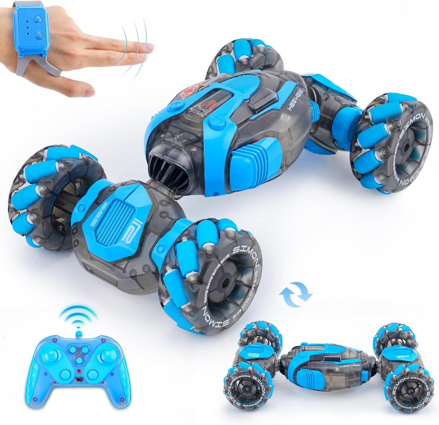 Gesture Sensing RC Stunt Car for Boys, Remote Control Toys for Kids Age 5-7, 6-8, 9 10 11 12+ Years Old Birthday Gifts, 2.4Ghz Hand Controlled RC Drift Car with Light & Music, Double-Sided Driving