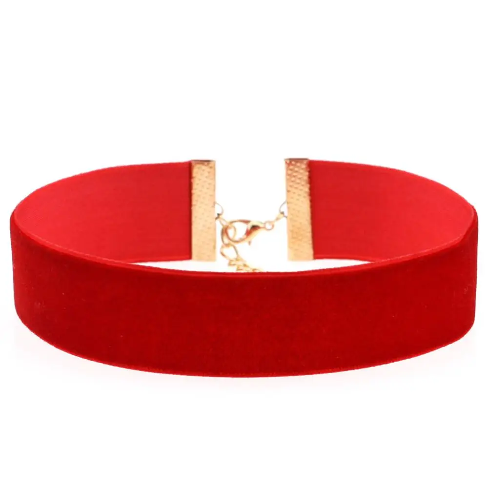 Simple Punk Black Red Velvet Choker Necklace Gothic round Rope Chocker Vintage Neck Jewelry for Women