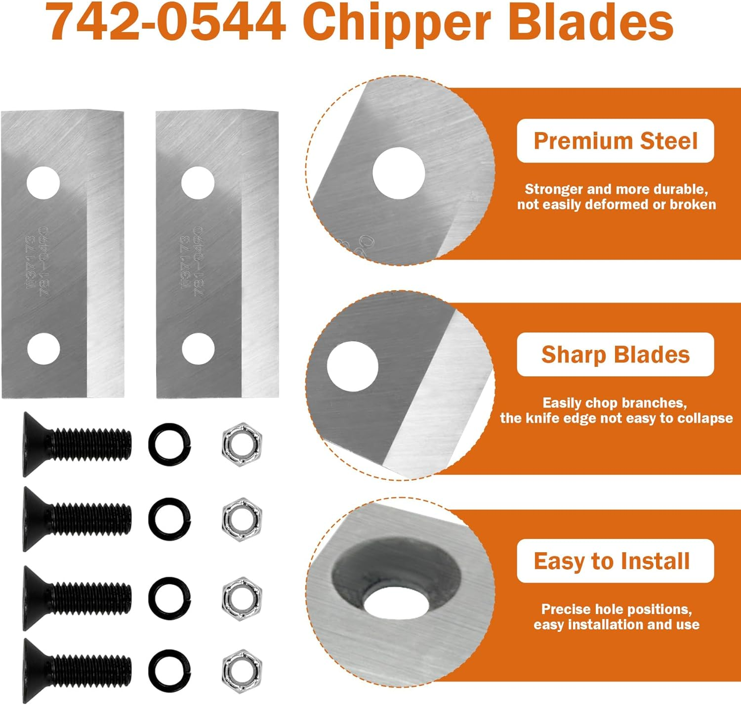 2Pack Shredder Chipper Blades Kit with Troy-Bilt Craftsman MTD 942-0544 742-0653 Chipper Shredder Blade Kit