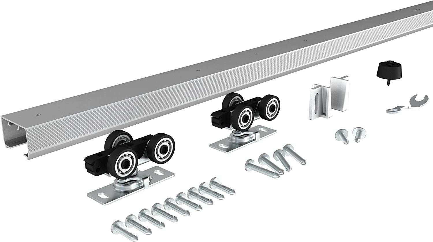 JUBEST 6FT Commercial Grade Pocket Door Hardware and Track Set, Sliding Door Hardware 68.7'', Durable and Smoothly, Easy to Install