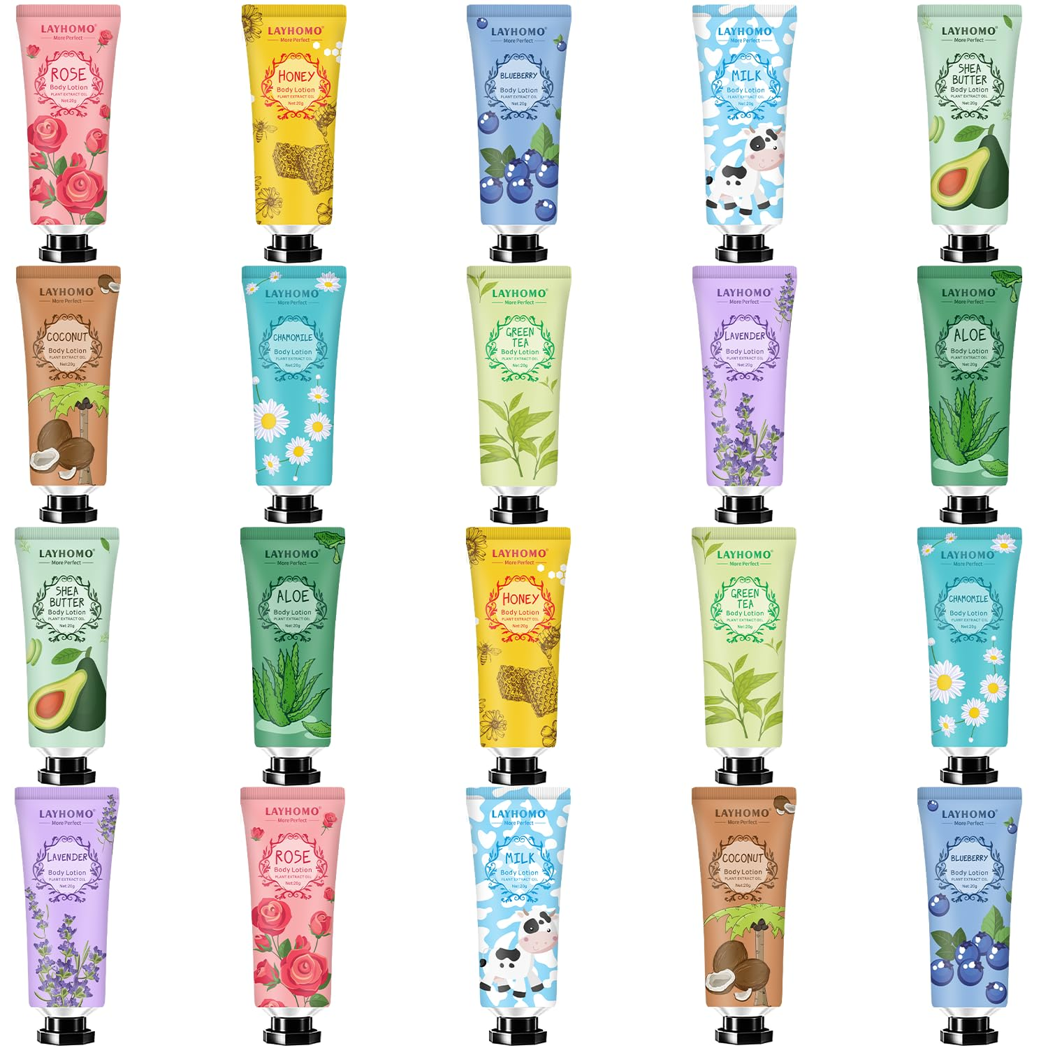 20 Pack Mini Body Lotion Gift Bulk for Dry Skin,Travel Size Small Body Cream with Shea Butter Natural Fragrance Moisturizing Body Lotion for Women Men,Gift Sets for Birthday Christmas Fathers Day Gift