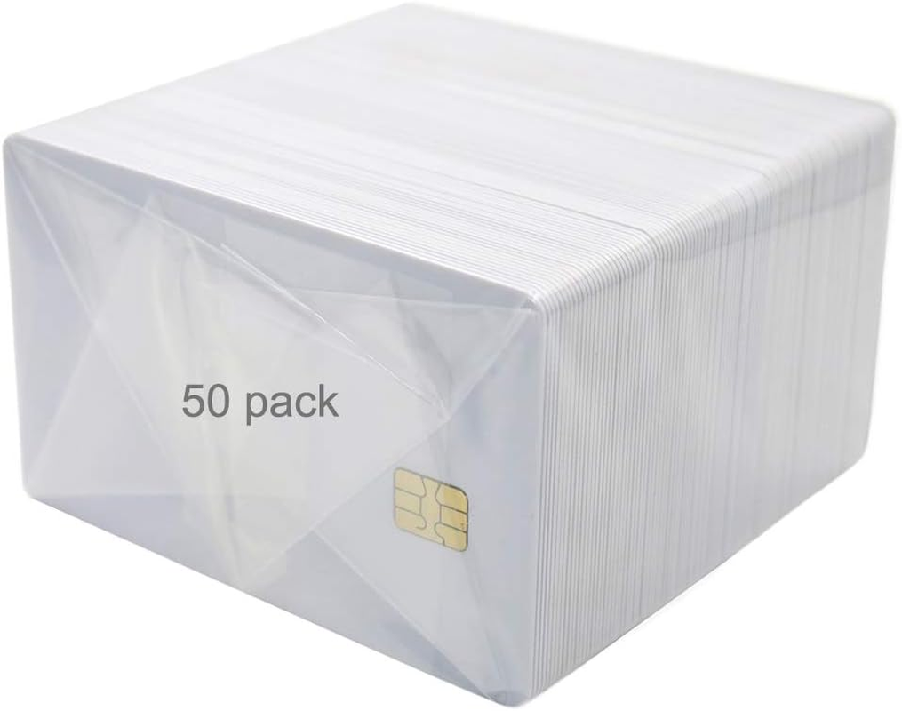50 Pack SLE4442 Chip Cards, Blank Smart Intelligent Card Contact IC Card, ISO 7816 Contact Smart Card, Contact Chip PVC Card for Hotel Key Card/Access Control System