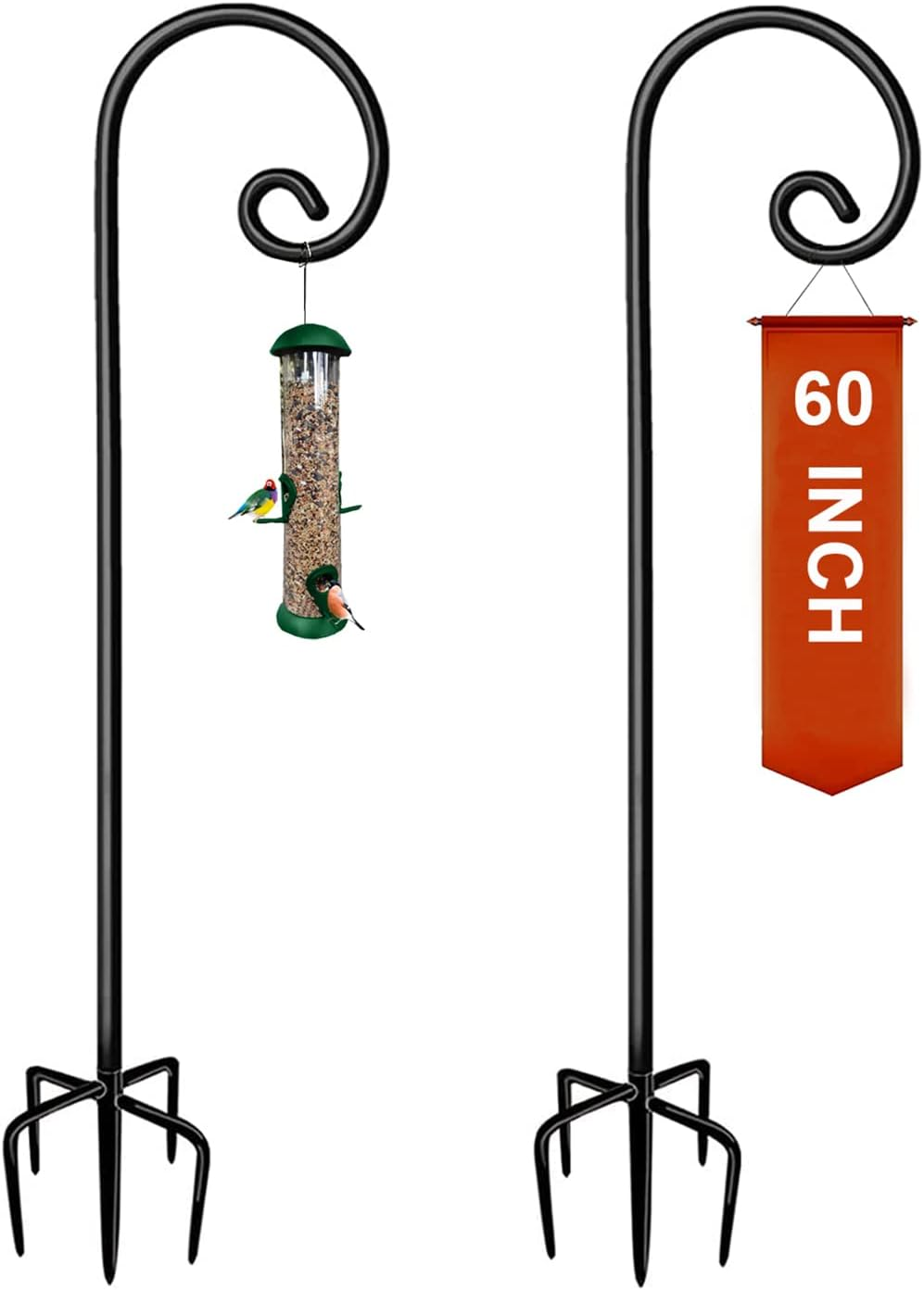 Koutemie 60 Inch Outdoor Shepherd Hook for Hanging Plant, Adjustable Heavy Duty