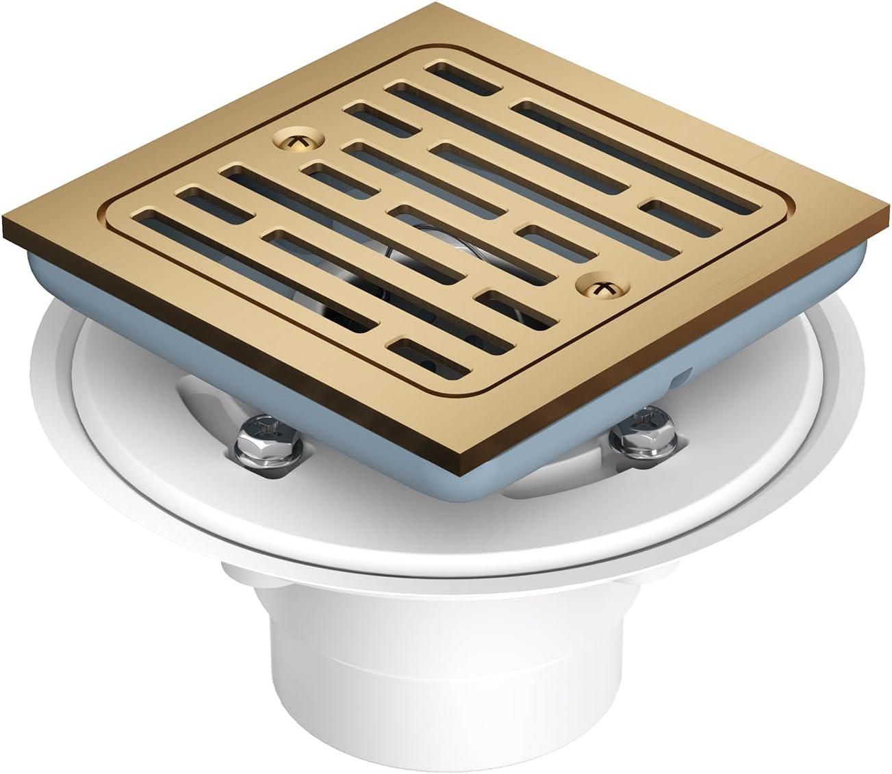 4 Inch Tile-In Square Champagne Bronze Shower Drain, Replace Delta Shower Drain, Shower Floor Drain Champagne Gold Lifetime Free Replacement