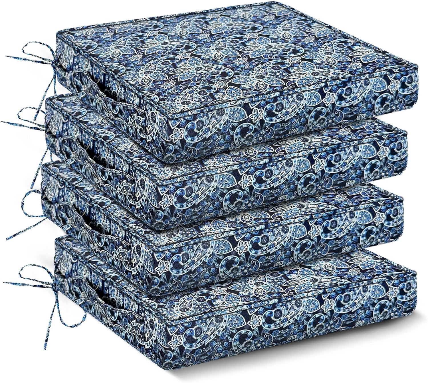 Outdoor Chair Cushions Set of 4,Waterproof Outdoor Seat Cushions for Patio Furniture,Patio Chair Cushion with Handle and Ties, Out Door Chair Pads,19