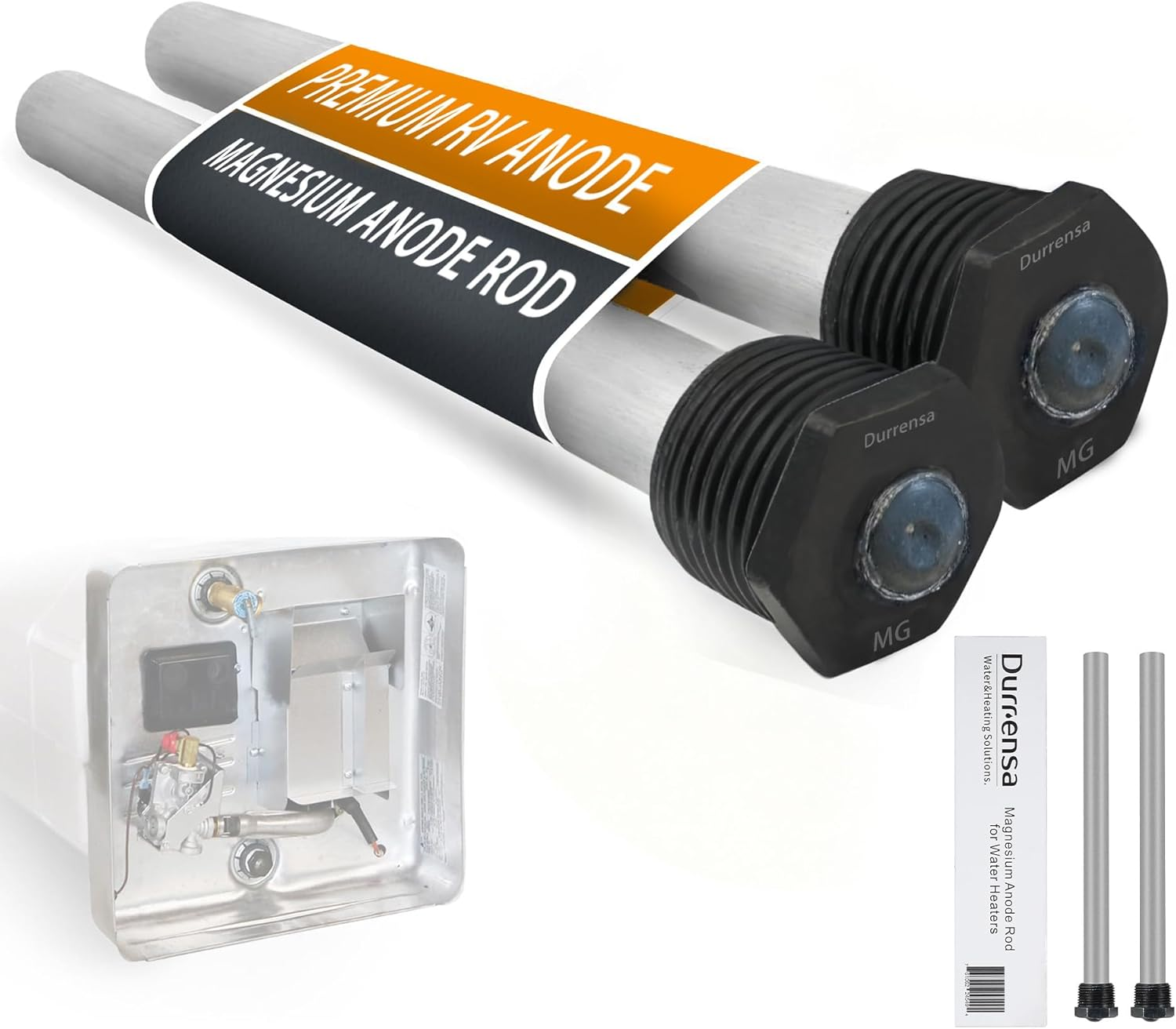 RV Water Heater Anode Rod - 2-Pack, Anode Rod for Hot Water Heater, Magnesium Anode Rod Replacement 9.25