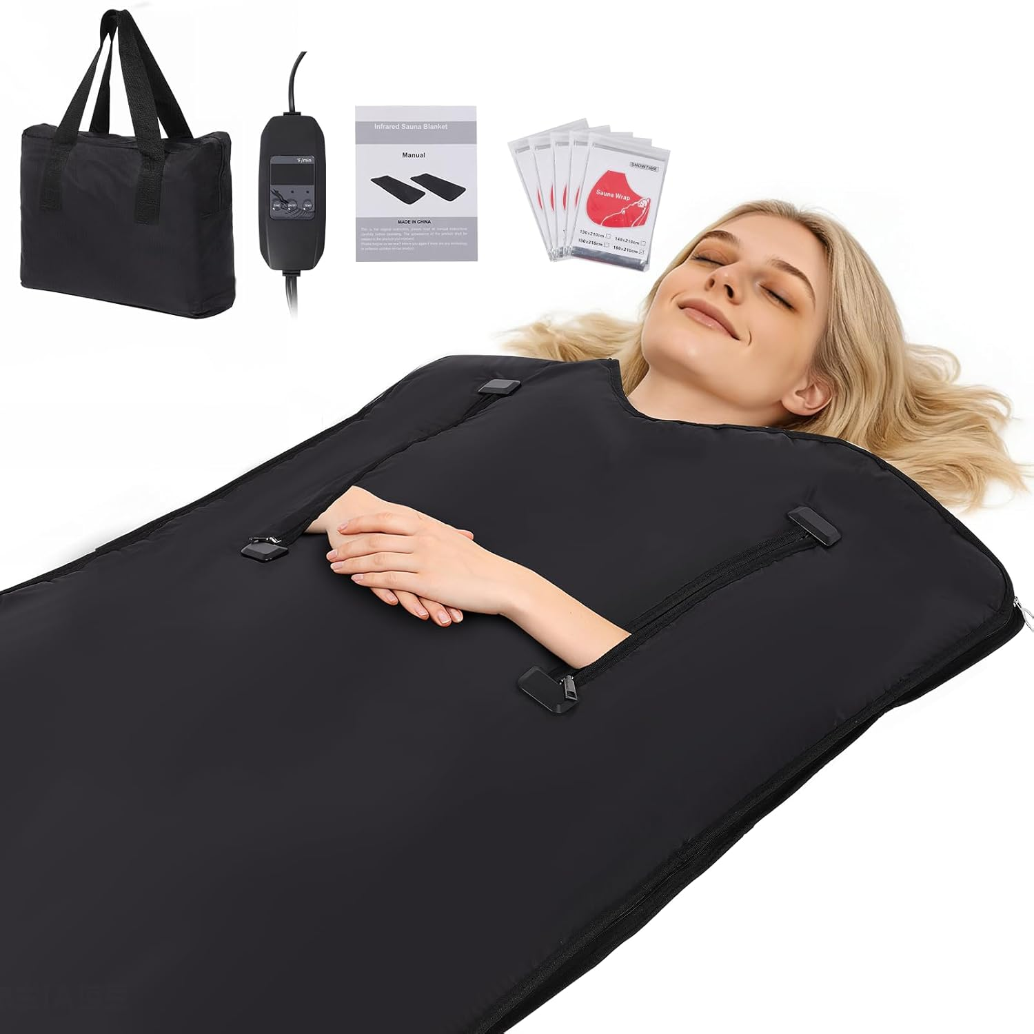 Infrared Sauna Blanket, Foldable Sleep Bag at Home, Portable Sauna Bag for Weight Loss and Detox, Red Light Blanket Full Body with Adjustable 30-60 Mins Timer, 95-176 ℉, 5.8Ft X 2.6 Ft