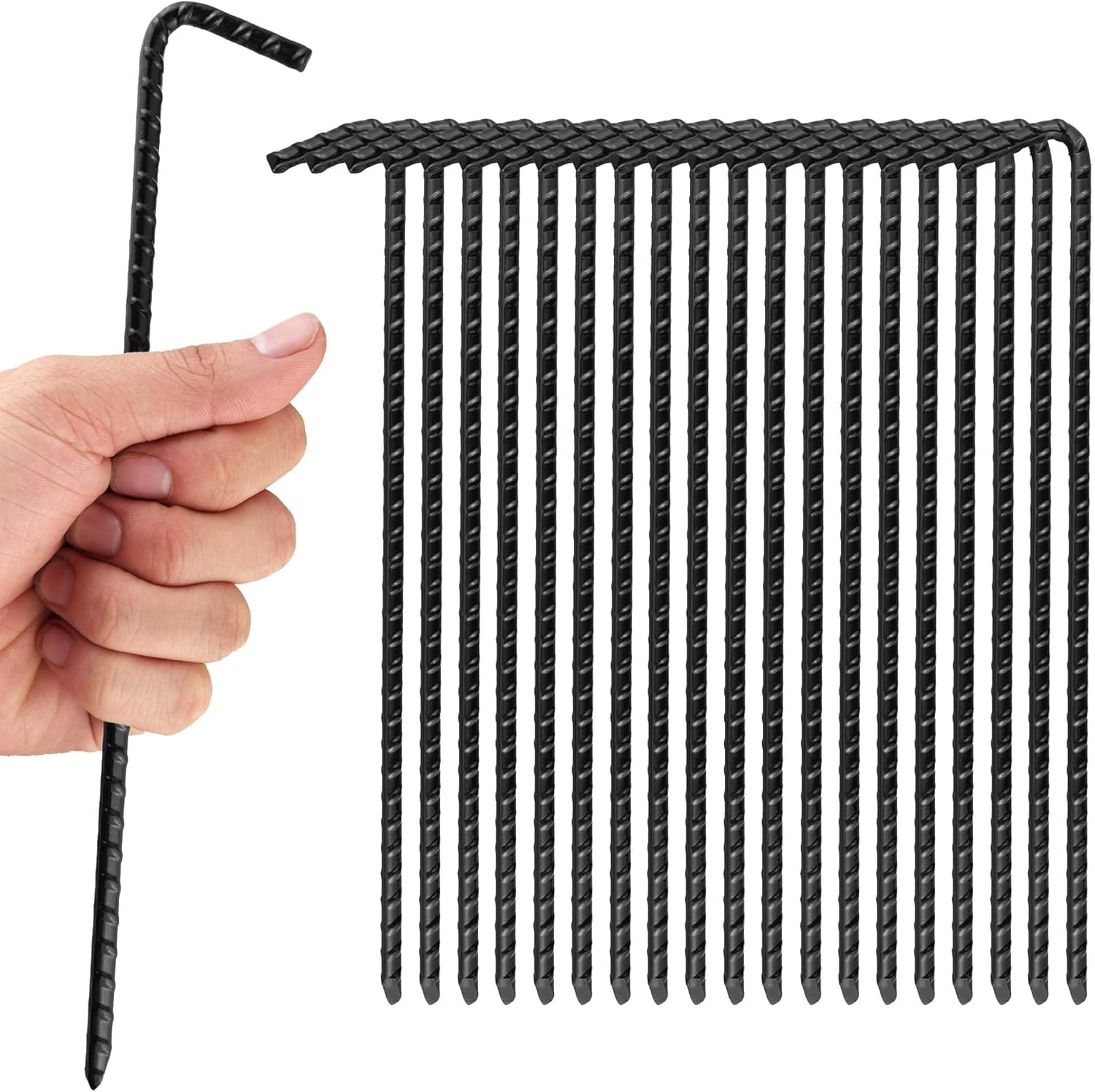 10 Inch Heavy Duty Rebar Tent Stakes 10 Pack Camping Tent Spikes for Outdoor Dec