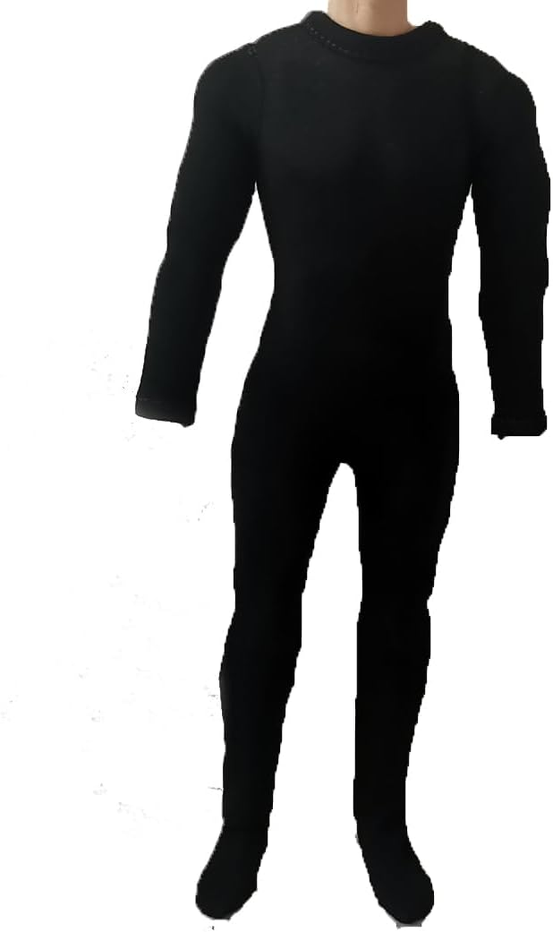 1/6 Scale Male Figure Clothes Long Sleeved Bodysuit Undercoat Jumpsuit Cloth for 12'' Action Figure Doll Clothes (Black)