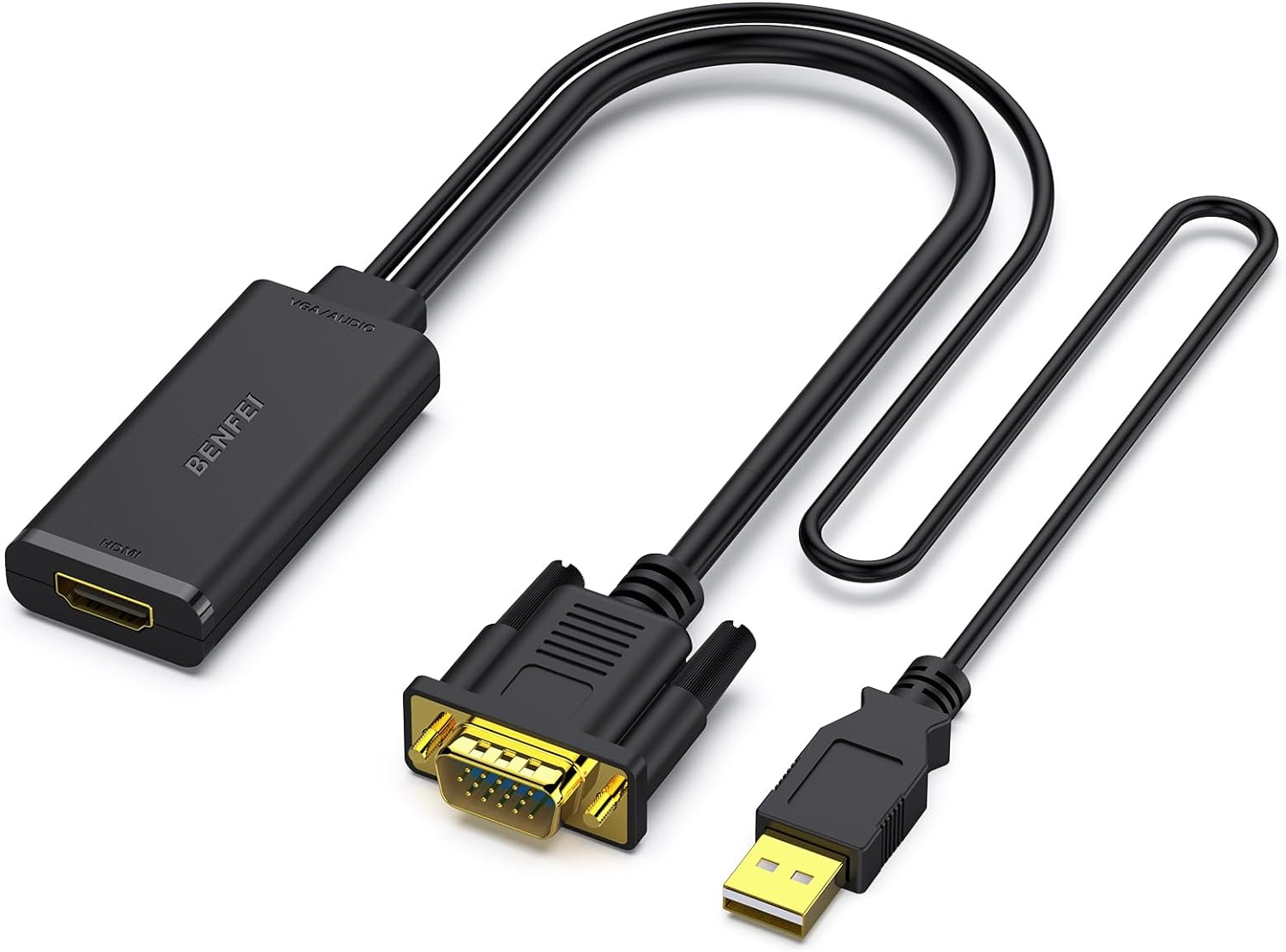 VGA to HDMI Adapter, 1080P Converter with Audio from Computer/Laptop VGA Source to HDMI TV/Monitor