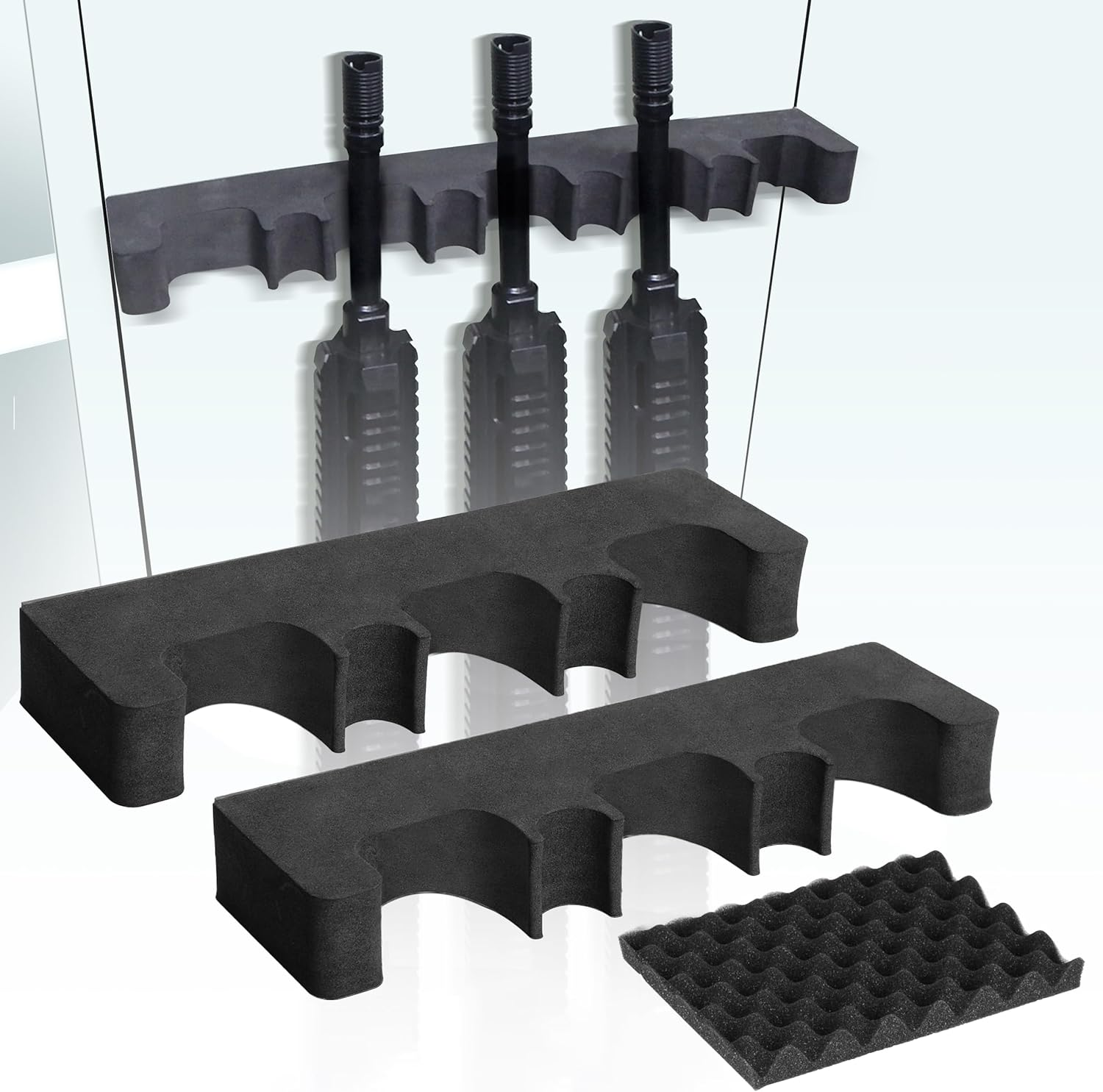 2 Pack Gun Rack for Gun Storage, Gun Safe Accessory for Rifles and Shotguns, Gun Holder in Gun Cabinet, Shotgun Rifle Rest, Foam Material with Magnetic Strip, Gifts for Hunters…