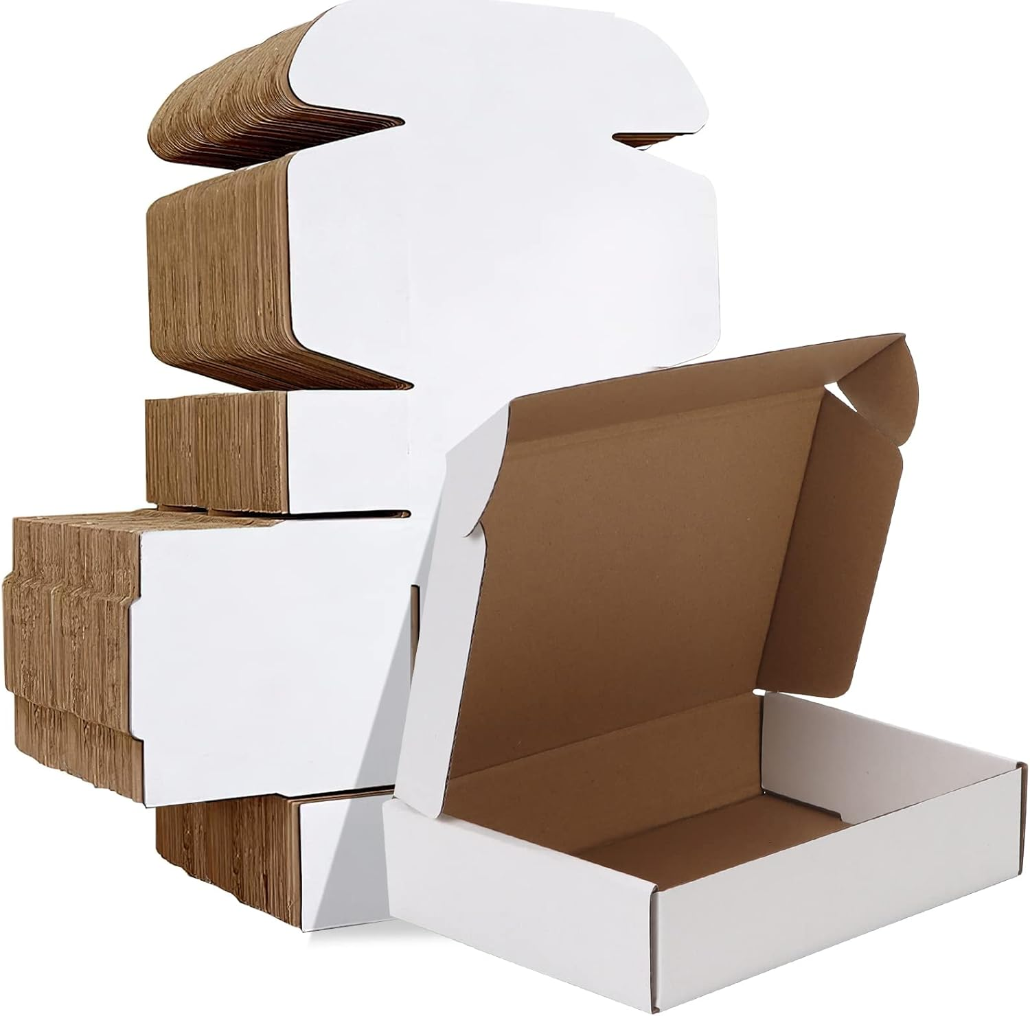9X6X2 Inches Shipping Boxes Set of 50, White Corrugated Cardboard Box Literature Mailer