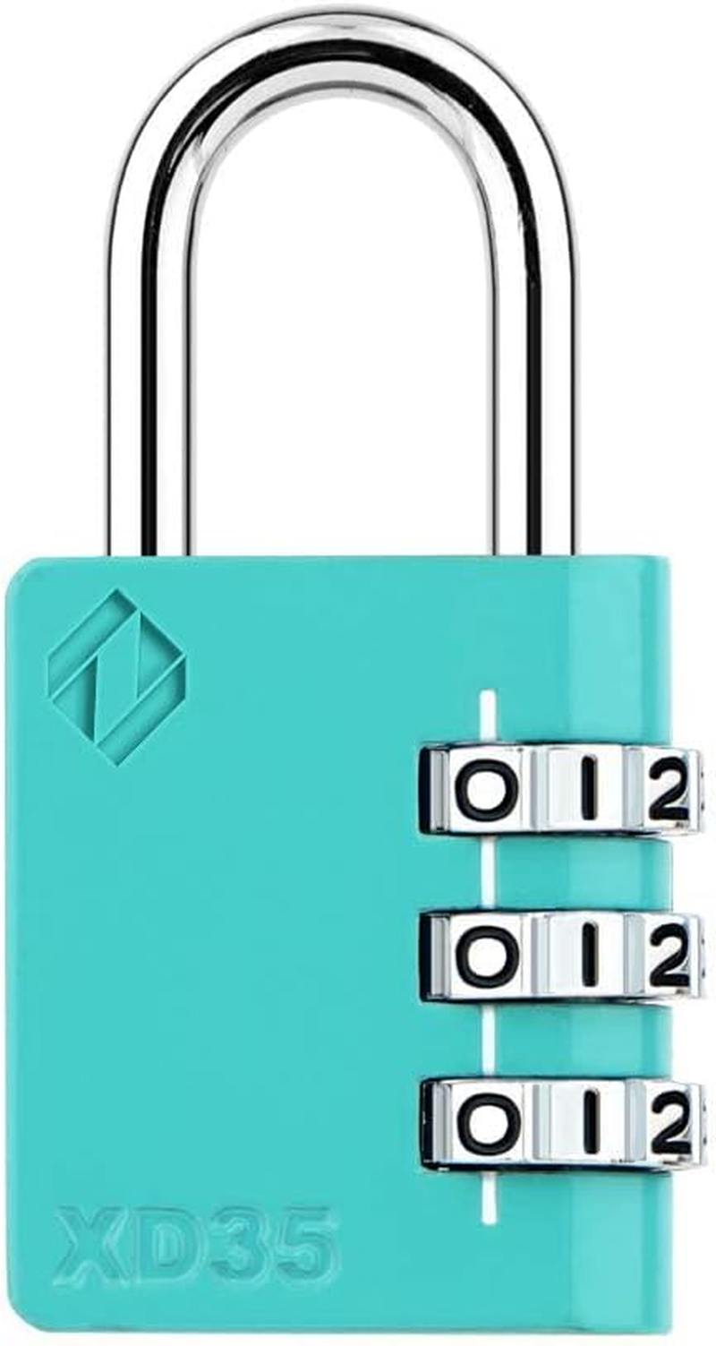 XD35 Combination Lock, 3-Digit Padlock for School Gym Sports Lockerlock, Fence, Toolbox, Case, Hasp Storage (1-Pack, Emerald)