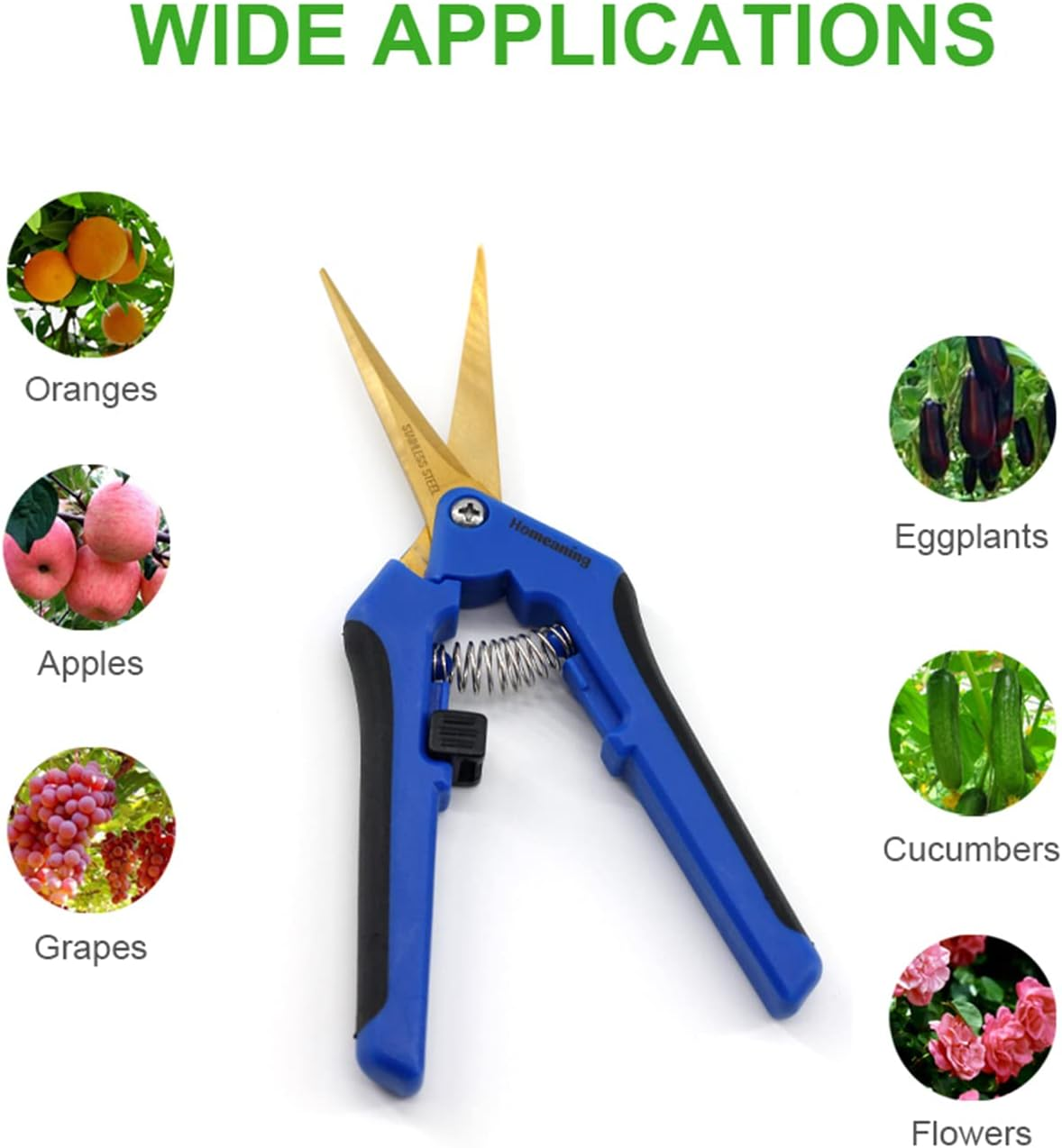 HOMEANING 1-Pack Garden Pruning Shears with Curved Blades Trimming Scissors, ... - Picture 8 of 13