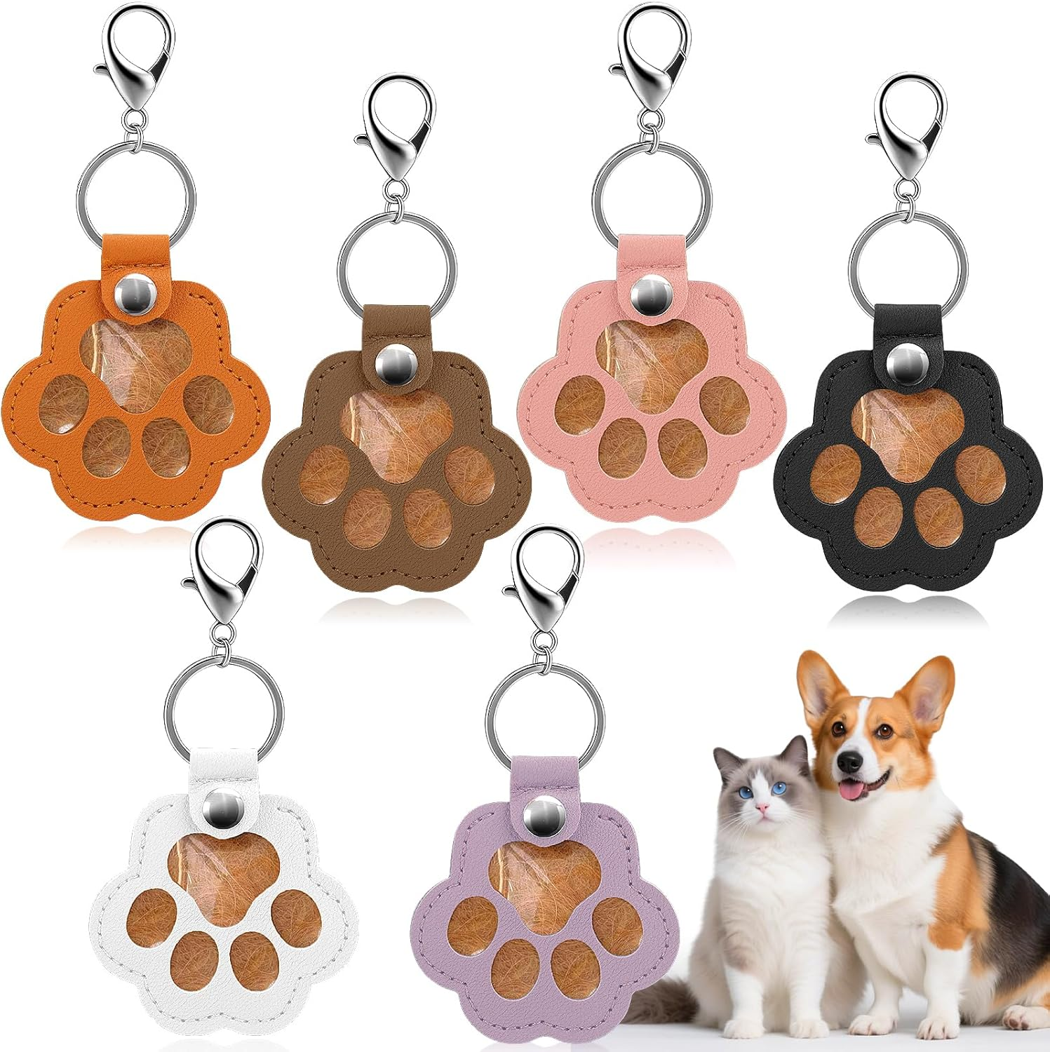 6PCS Keychain for Pet Lovers - Dog Hair Keychain & Hair Keepsake - Portable Fur Keepsake Cute Keychains for Backpacks, Heartfelt Memorial Gifts for Loss of Pet
