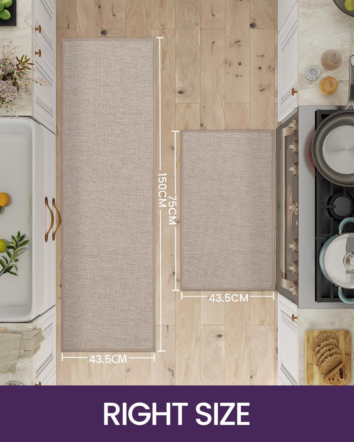 DEXI Kitchen Rugs and Mats for Floor, Non Slip Washable Absorbent Thin Woven ... - Picture 5 of 13