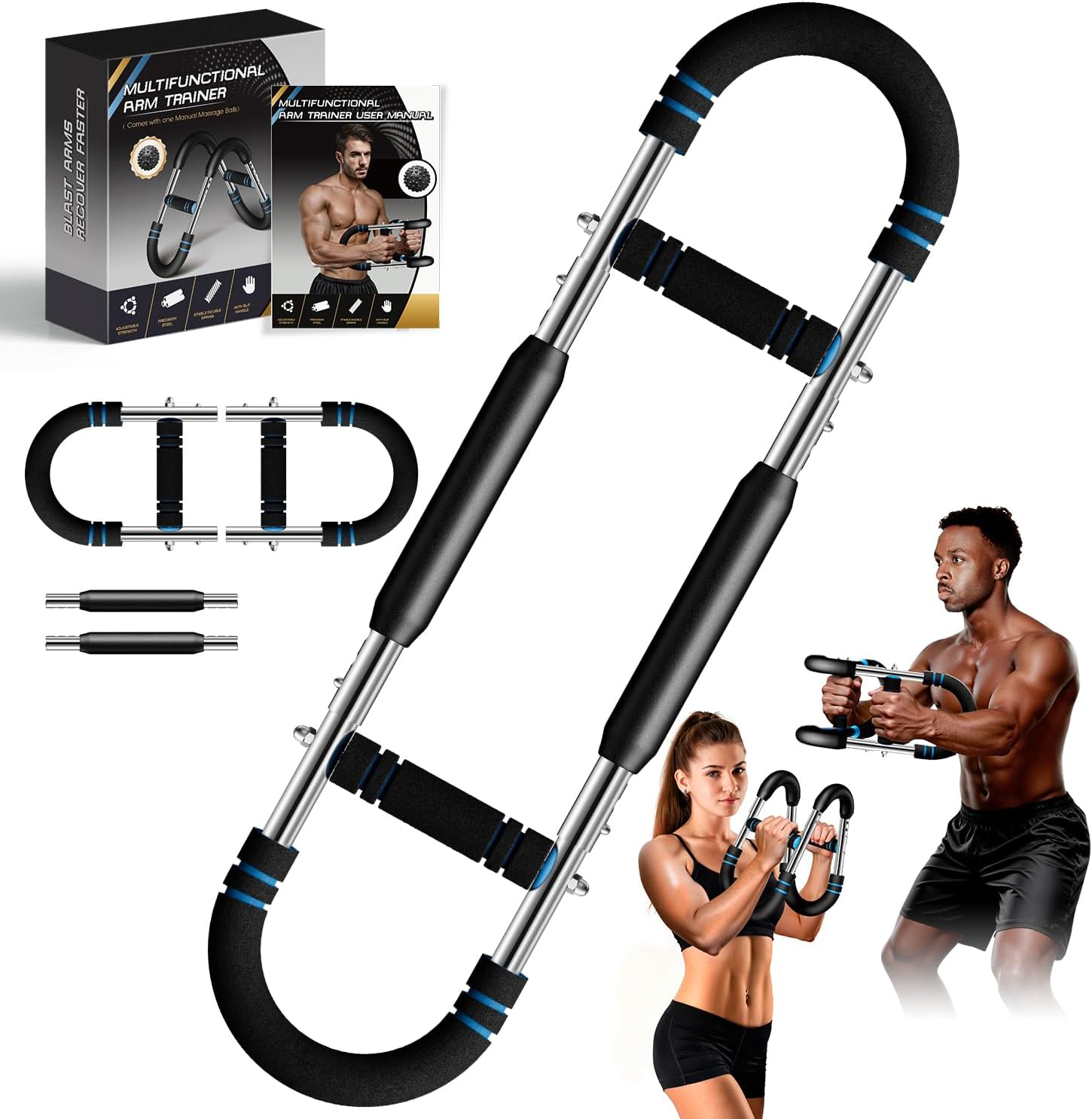 Twister Arm Trainer, Adjustable Twister Arm Chest & Arm Workout Equipment for Men & Women, Ergonomic Detachable Arm Trainer Home Gym Strength Trainer with Anti-Slip Handles & Carry Bag