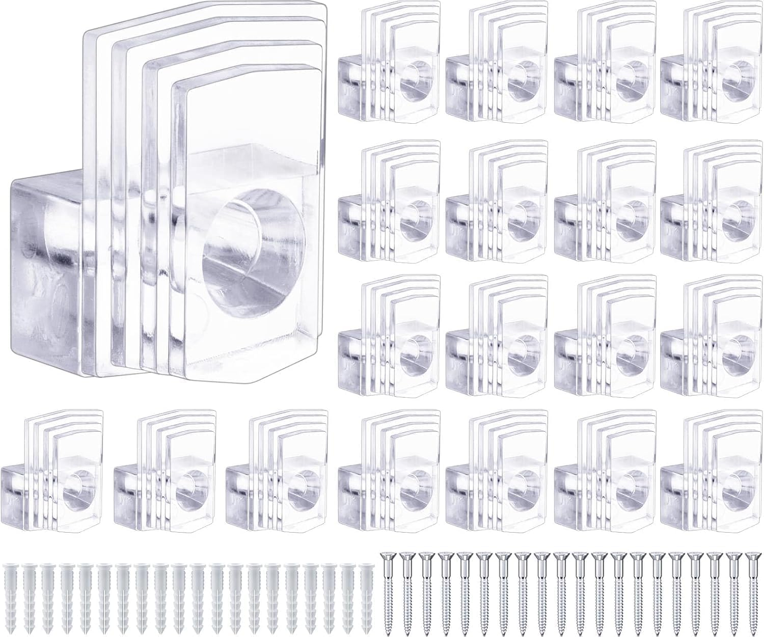Mirror Holder Clips,Clear Plastic Mirror Clips for Wall Mounting Mirror Mounting Hardware,Mirror Hangers for the Wall with Screws Kit (Classic Style A)