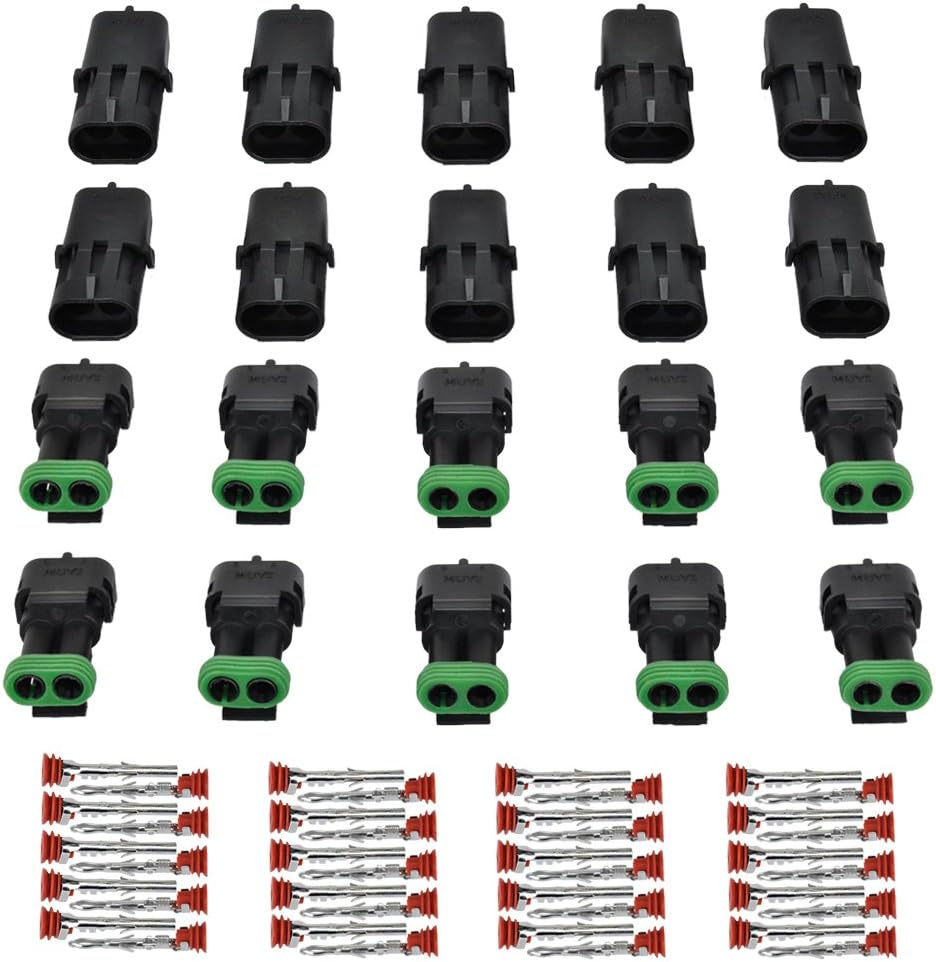 10 Kit Conectores Impermeables 2 Pines 25 mm para Cables 20 14 AWG Auto