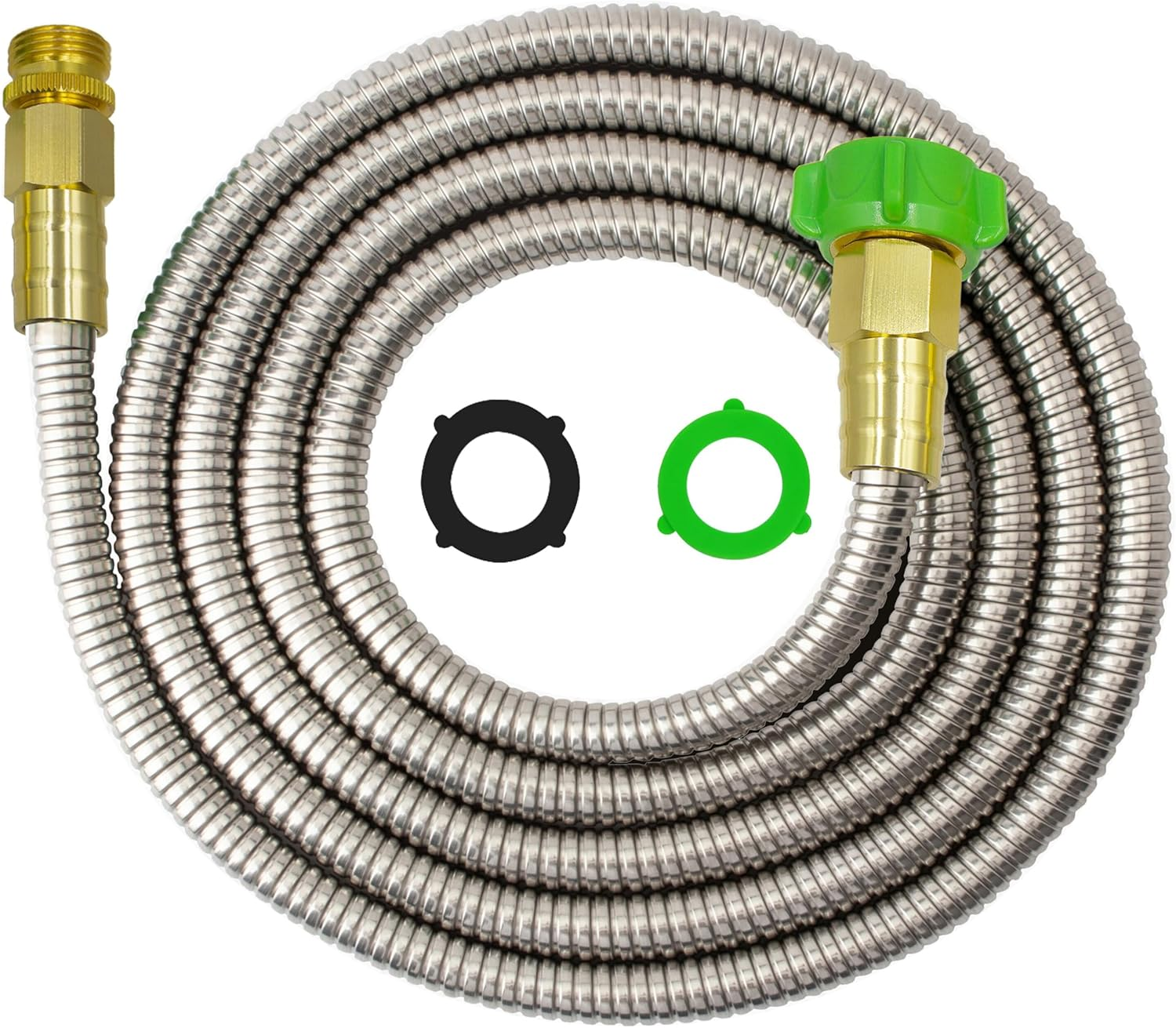 304 Stainless Steel 10Ft Garden Hose with Female to Male Metal Connector, Flexible & Lightweight Water Hose (10Ft)
