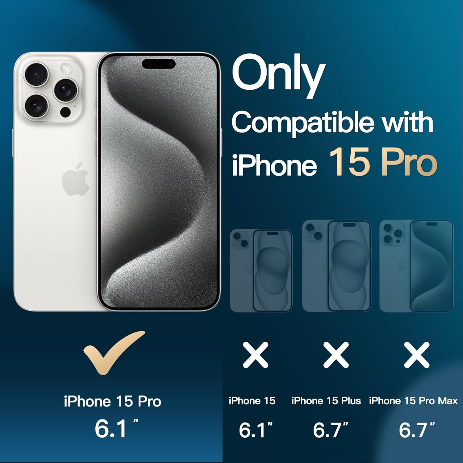 JETech 5 in 1 Case for iPhone 15 Pro 6.1-Inch with 2-Pack Each Tempered Glass... - Picture 3 of 13