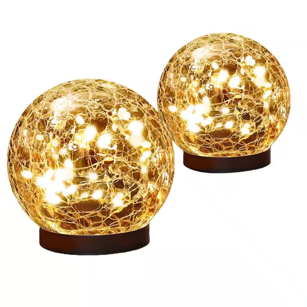 Waterproof Cracked Glass Solar Globe Lights for Outdoor Garden Stake Patio and Yard Lawn Decorations (1-Pack)
