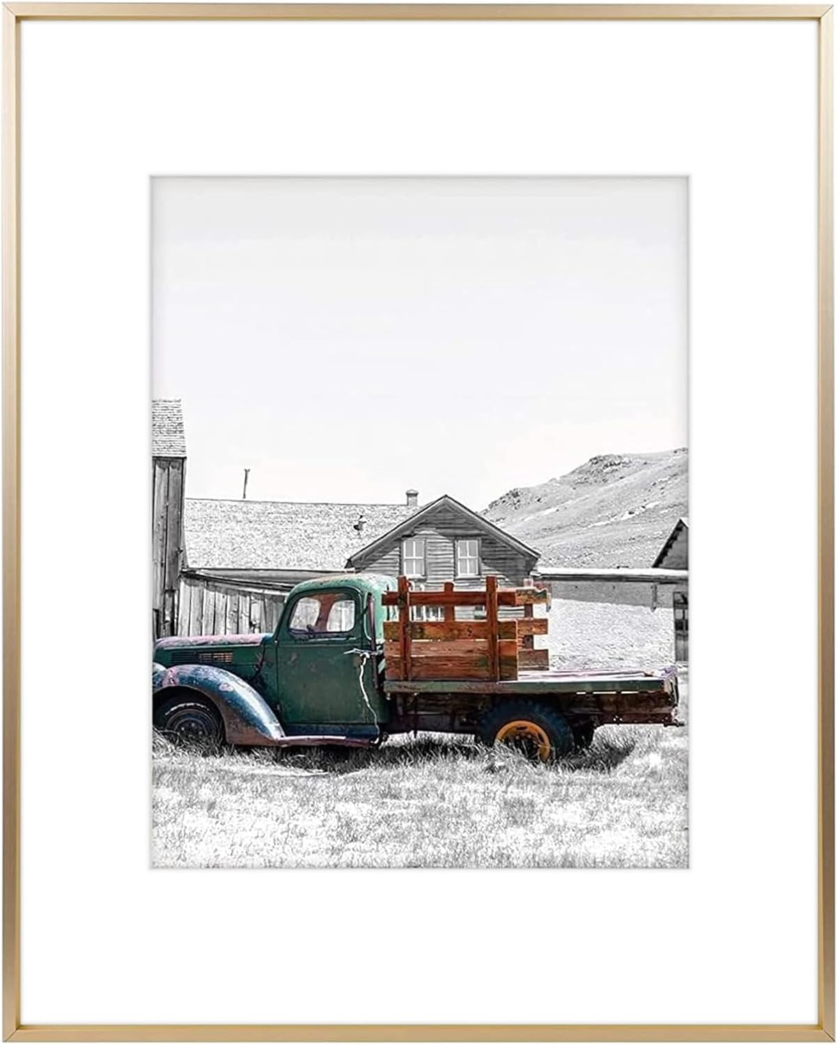 , 16X20 Gold Picture Frame Displays Photo 11X14 with Mat or 16 X 20 without Mat for Wall Mounting, Classic Satin Aluminum Frames with Real Glass (Pack of 1)