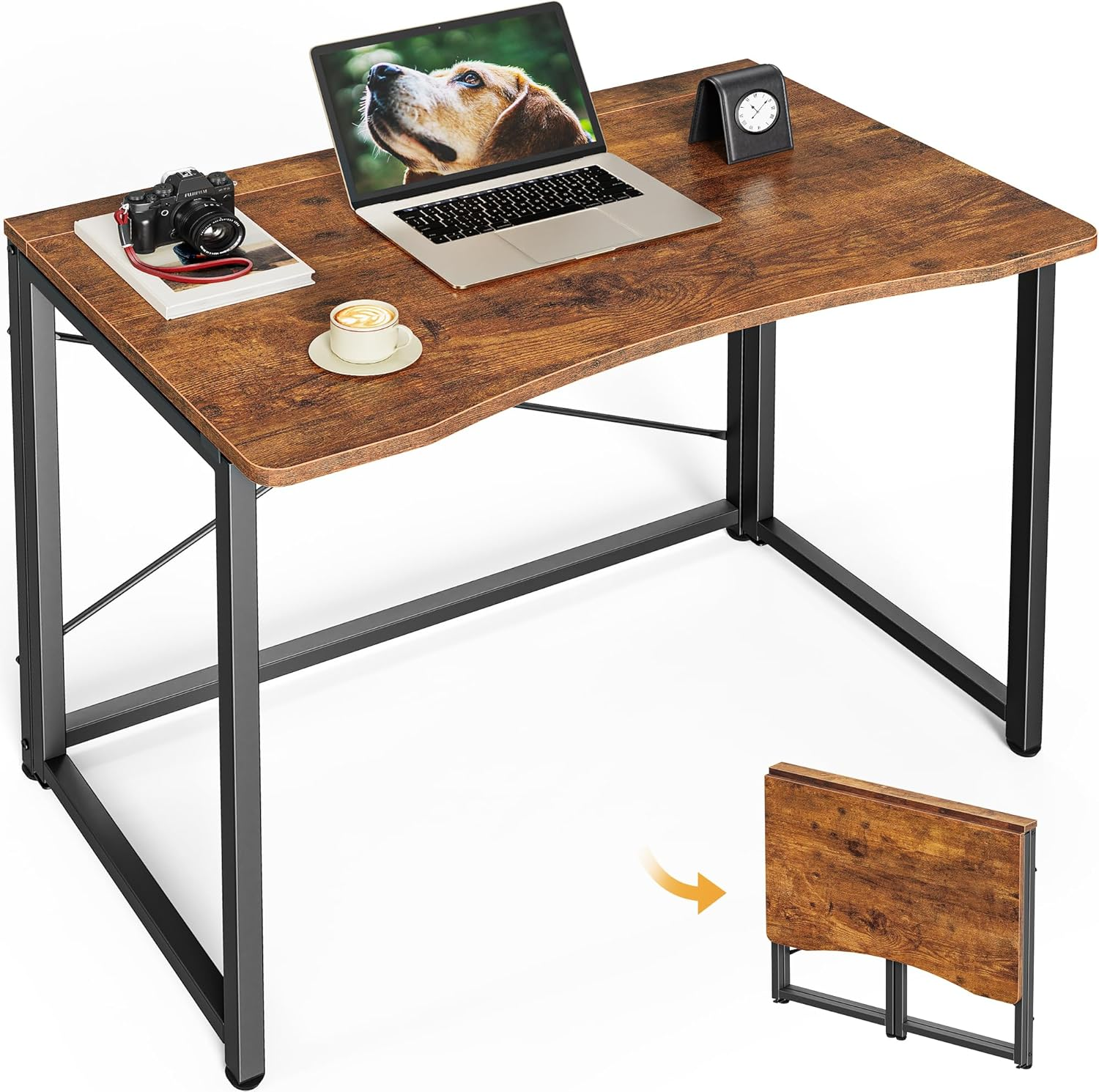 31.5 Inch Folding Desk Small Space Computer Writing Table Rustic Brown