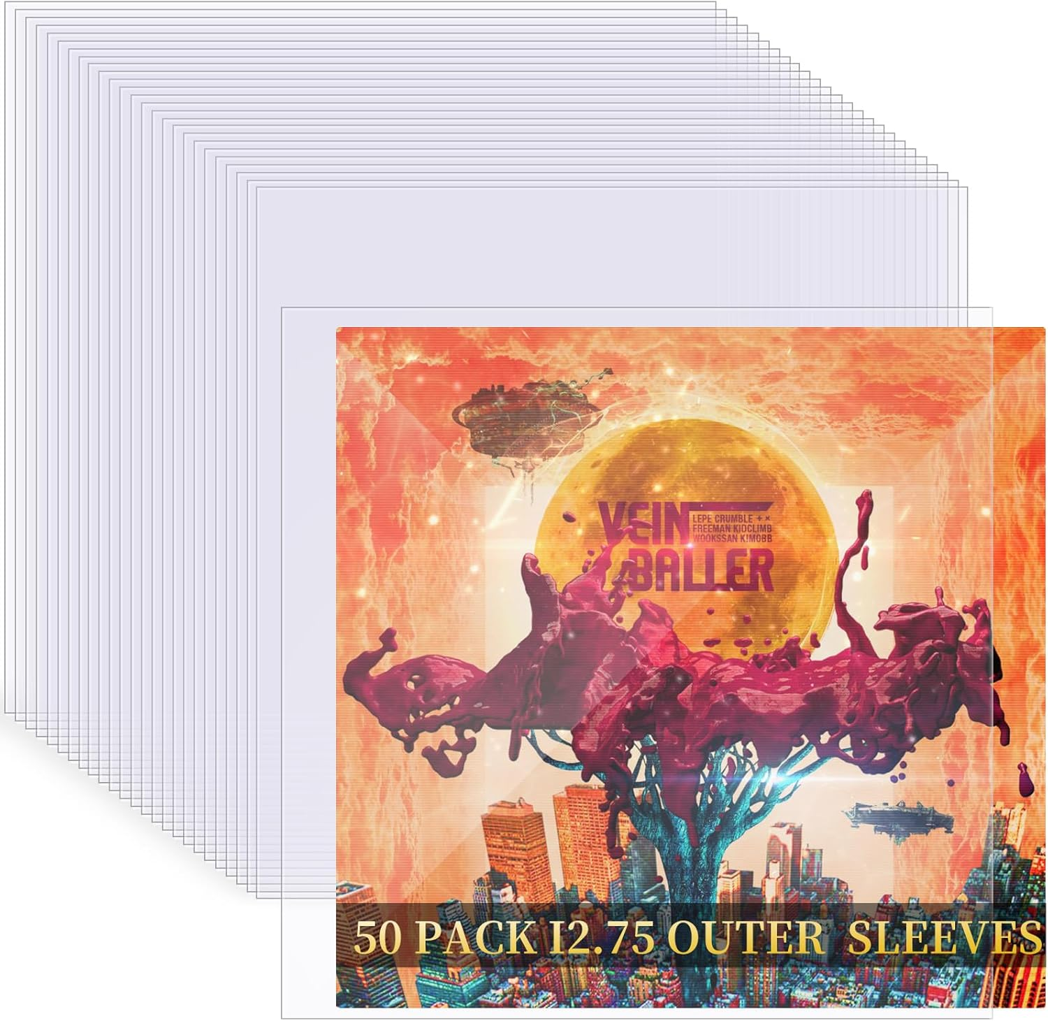 50 Pack 4 Mil Thick Vinyl Sleeves, 12.75