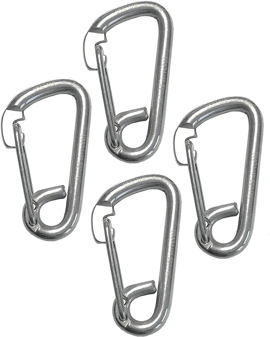 US Stainless 4 Pieces Stainless Steel 316 Spring Hook Carabiner 1/4