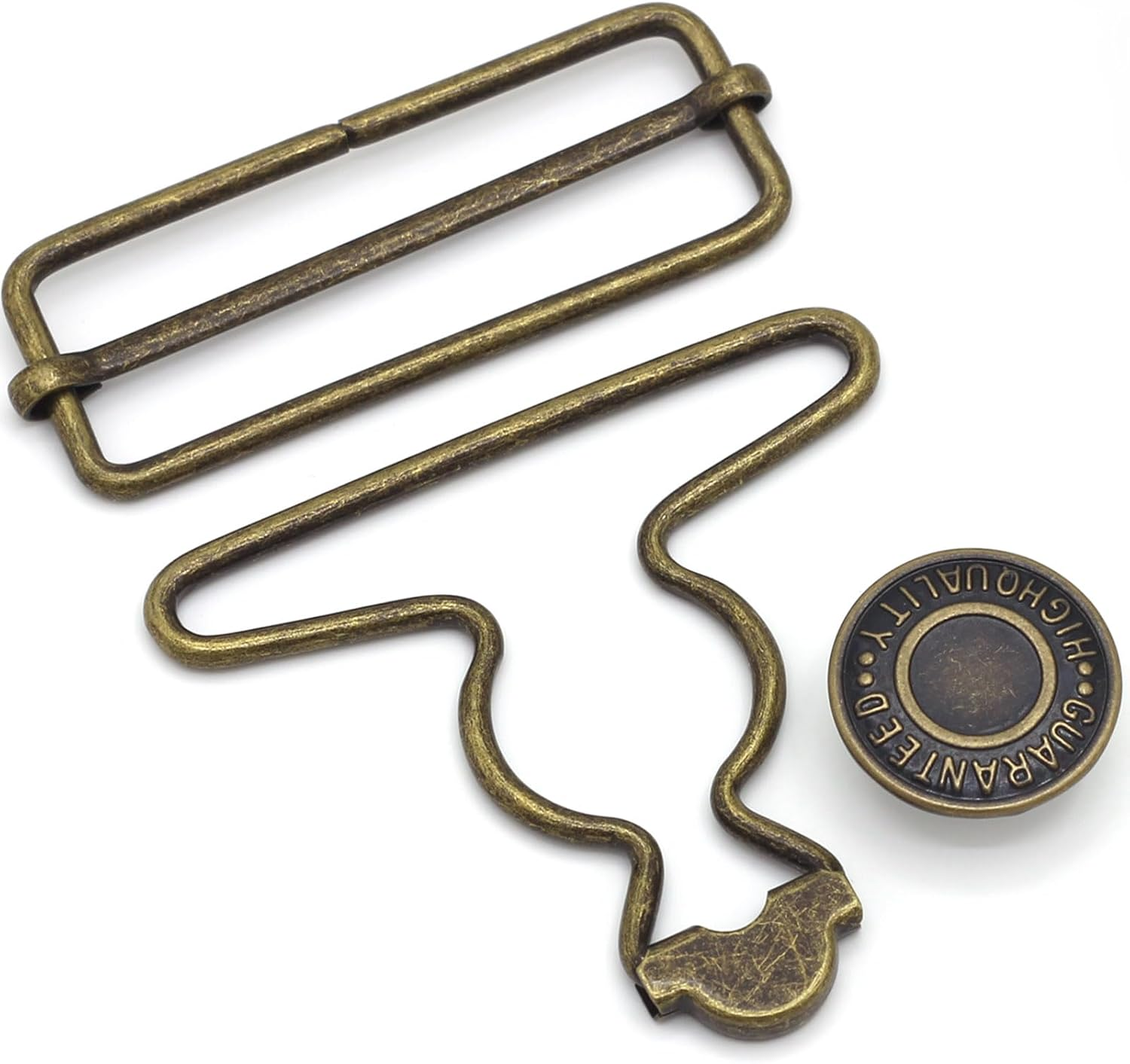 2 Sets 2 Inch Overall Buckles Replacement, Metal Suspender Buckle Overall Clips with Buckle Slider and Buttons