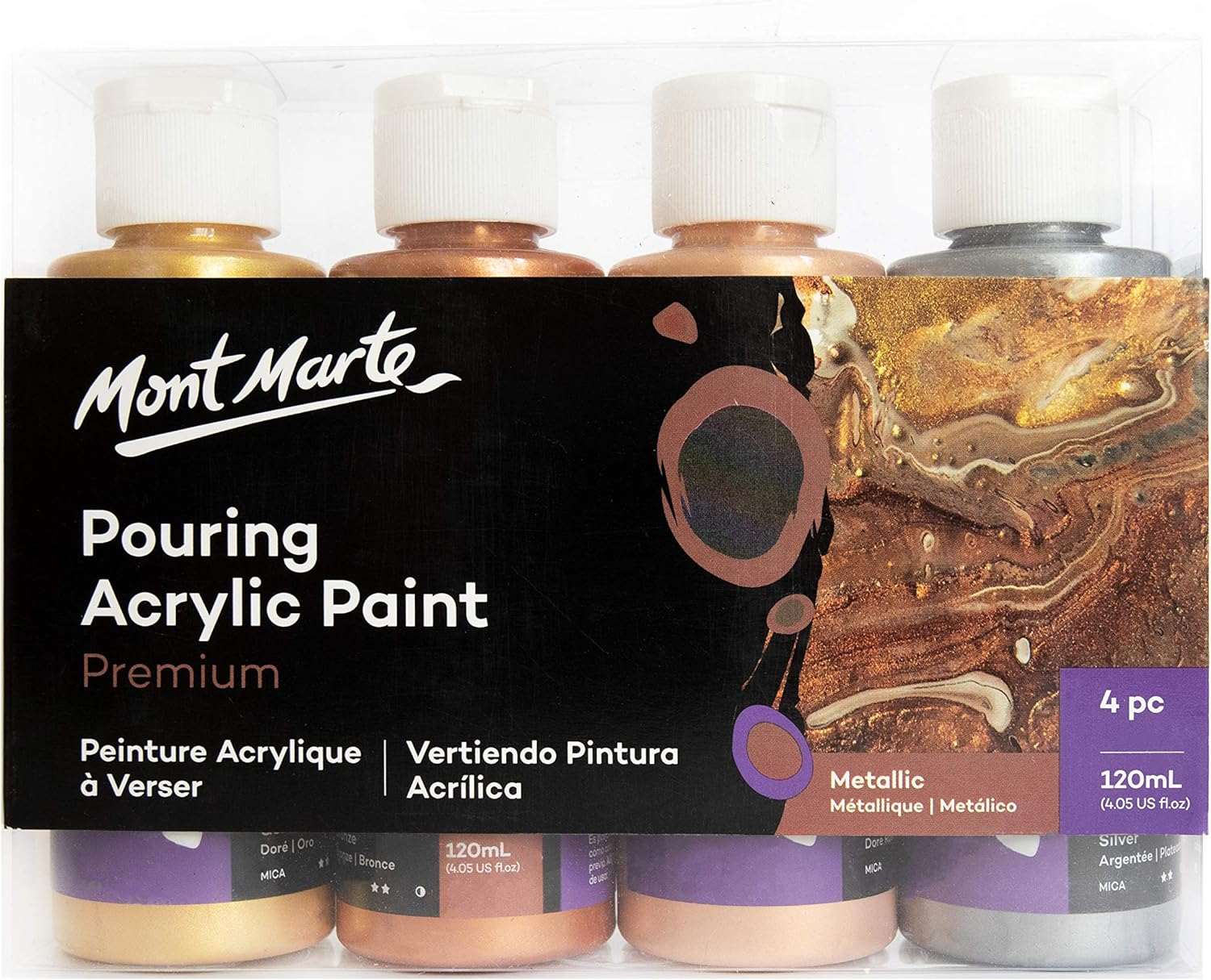 Mont Marte Pouring Acrylic Paint 4-Pieces Set, 60 ml, Ethereal - Picture 13 of 20