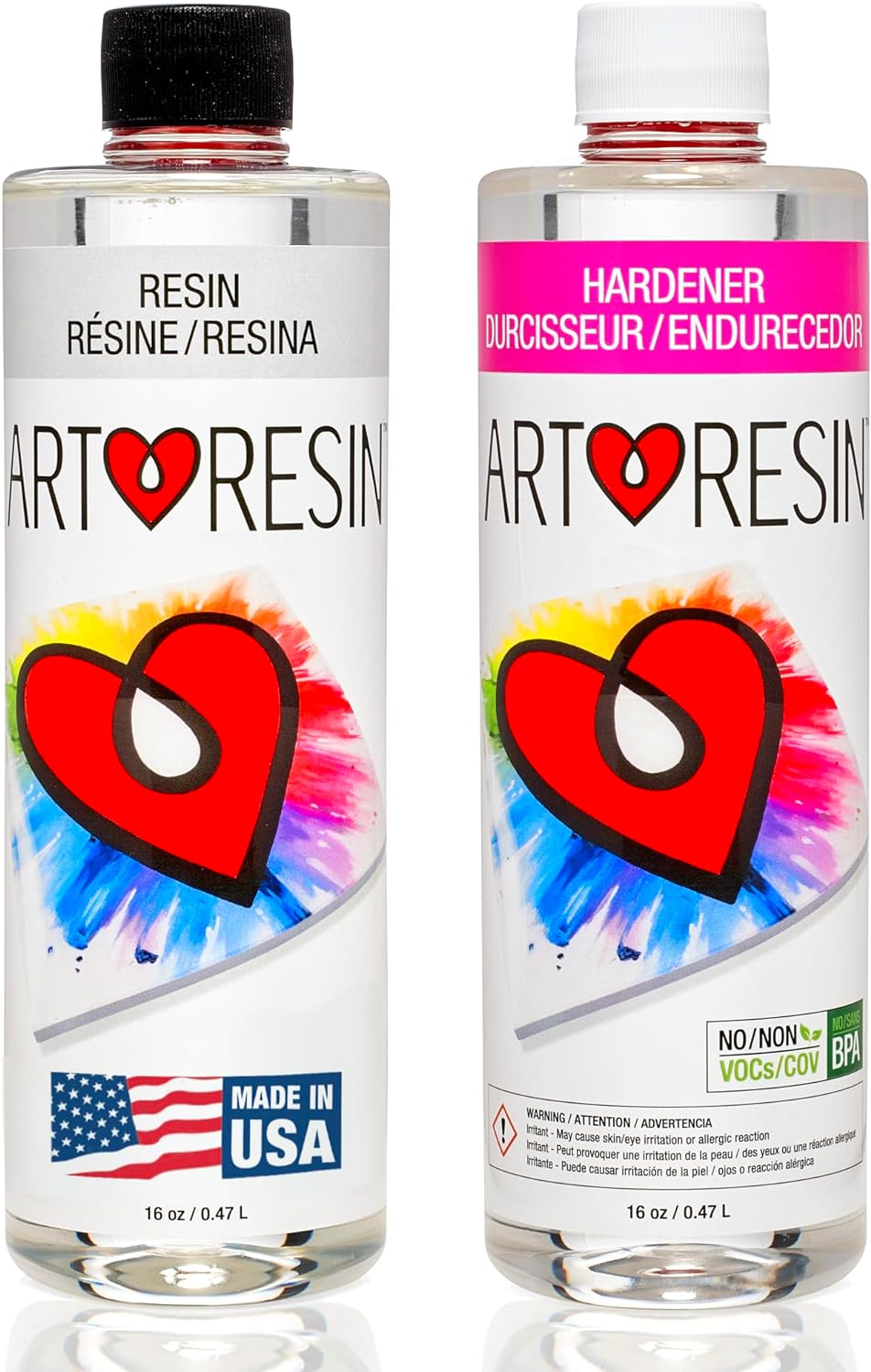 Artresin Epoxy Resin – High-Gloss Clear Coat for Artwork - 32 Oz (16 Oz Resin + 16 Oz Hardener) (946 Ml)