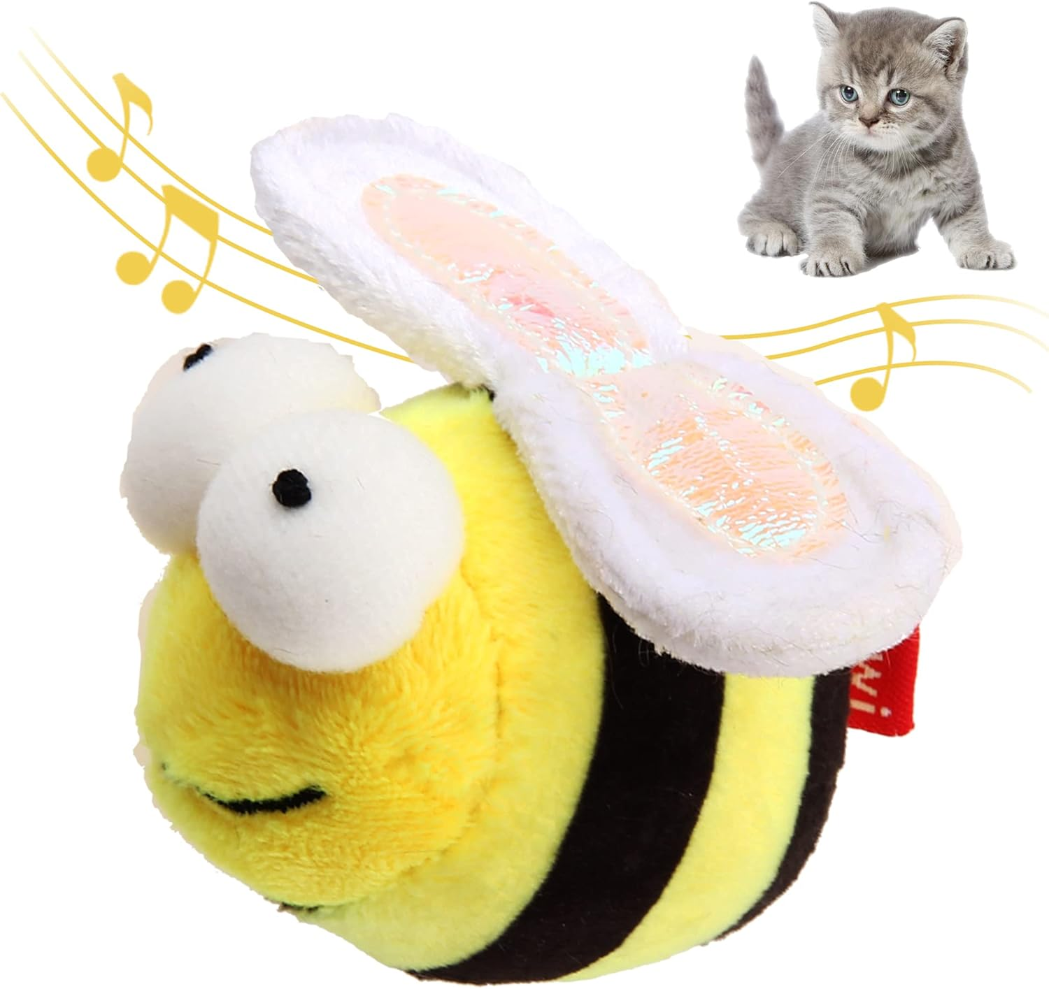 Chirpy Bee Sound Toy for Cats, Interactive Squeaking Cat Toys Melody Chaser Play and Squeak Kitten Toy for Boredom
