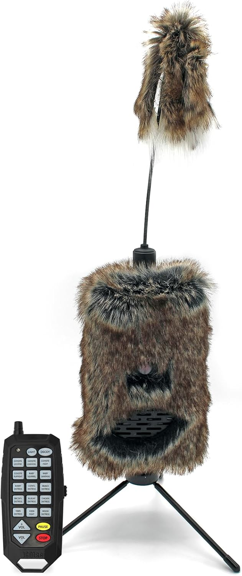 Furnado Predator Game Caller Decoy Combo - Designed for Coyote, Fox, Bobcat, Raccoon Hunting - 15 Sounds Included, 150 Yard Remote Range.