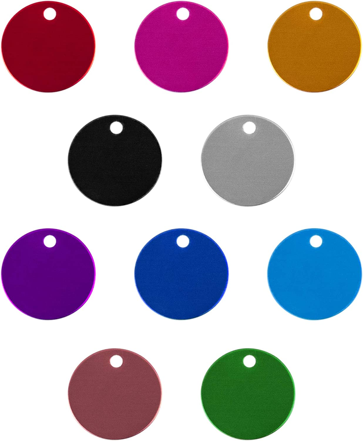 , Pet ID Tag Colorful Blank Round Double Sided Pets ID Tag Name Phone Number ID Tags Aluminum Charms