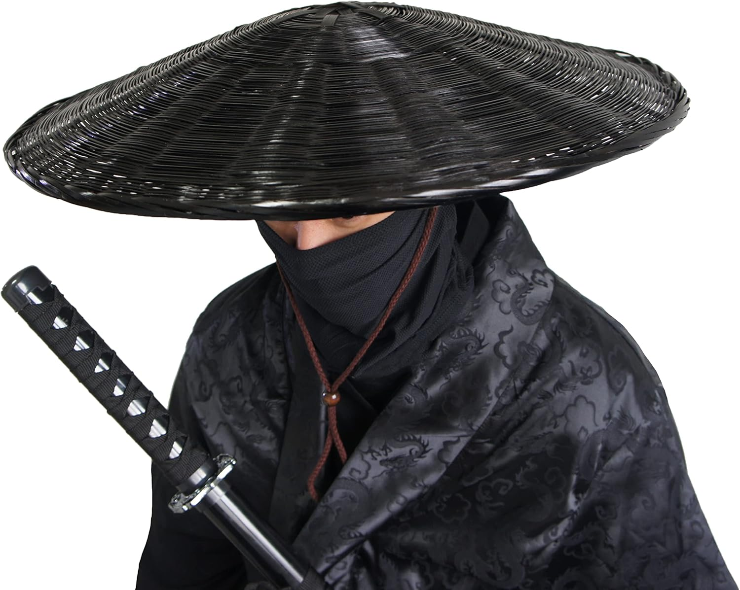 Samurai Swordsman Cosplay Bamboo Hat  Japanese Asian Hat Dia.21 Inches Depth 4 Inches